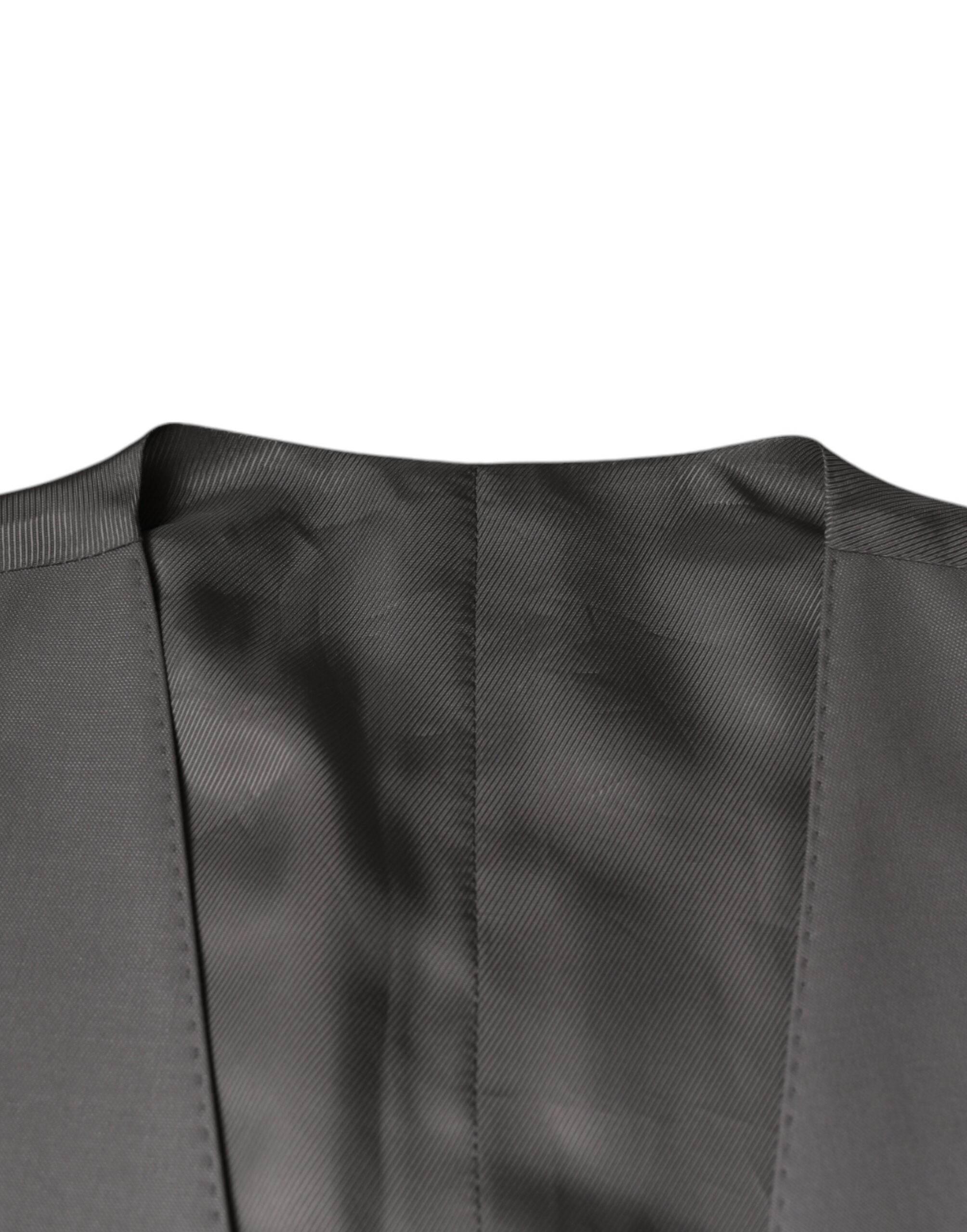 Dolce & Gabbana Light Gray Wool Formal Dress Waistcoat Vest - Hilstor