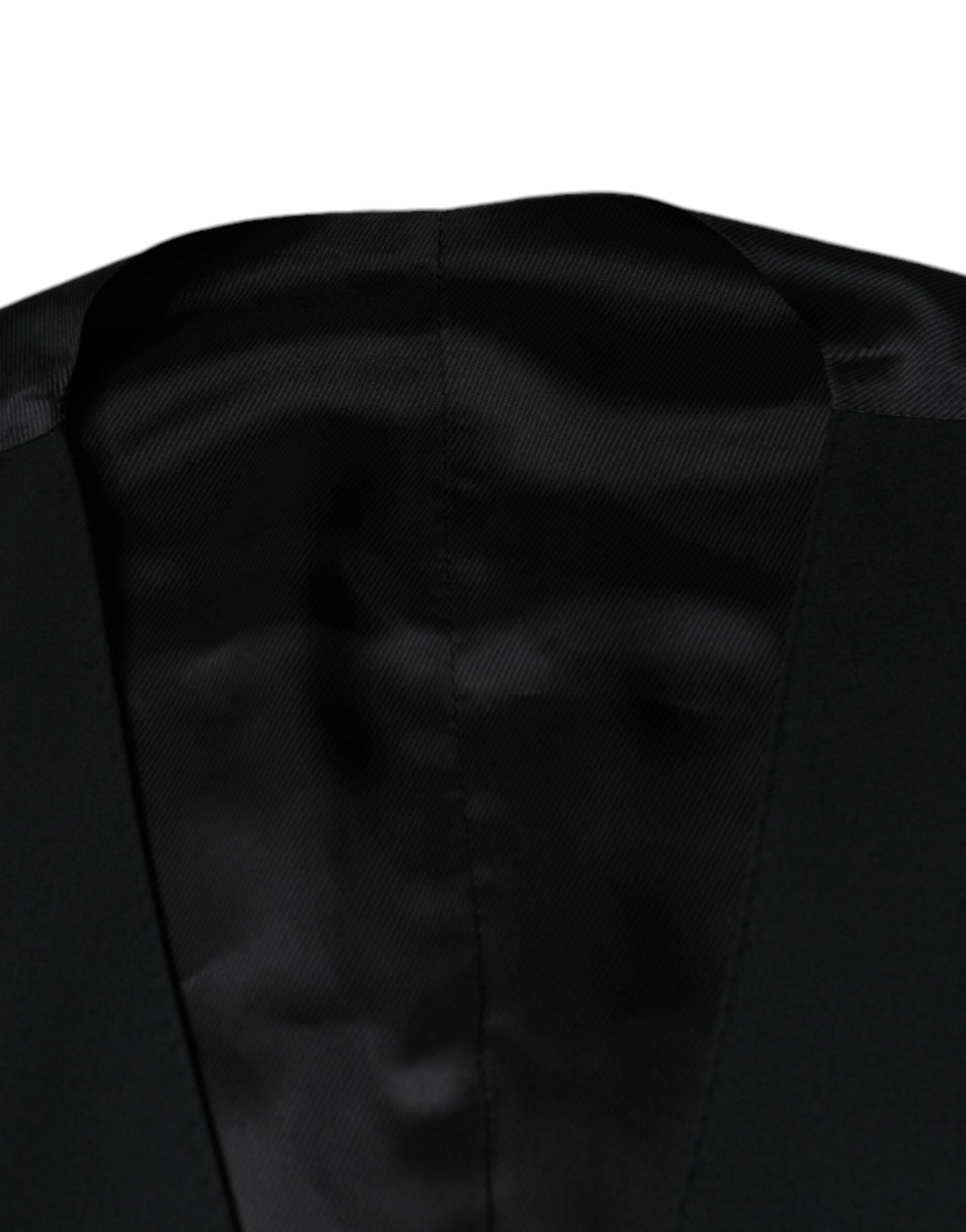 Dolce & Gabbana Black Wool Formal Dress Men Waistcoat Vest - Hilstor