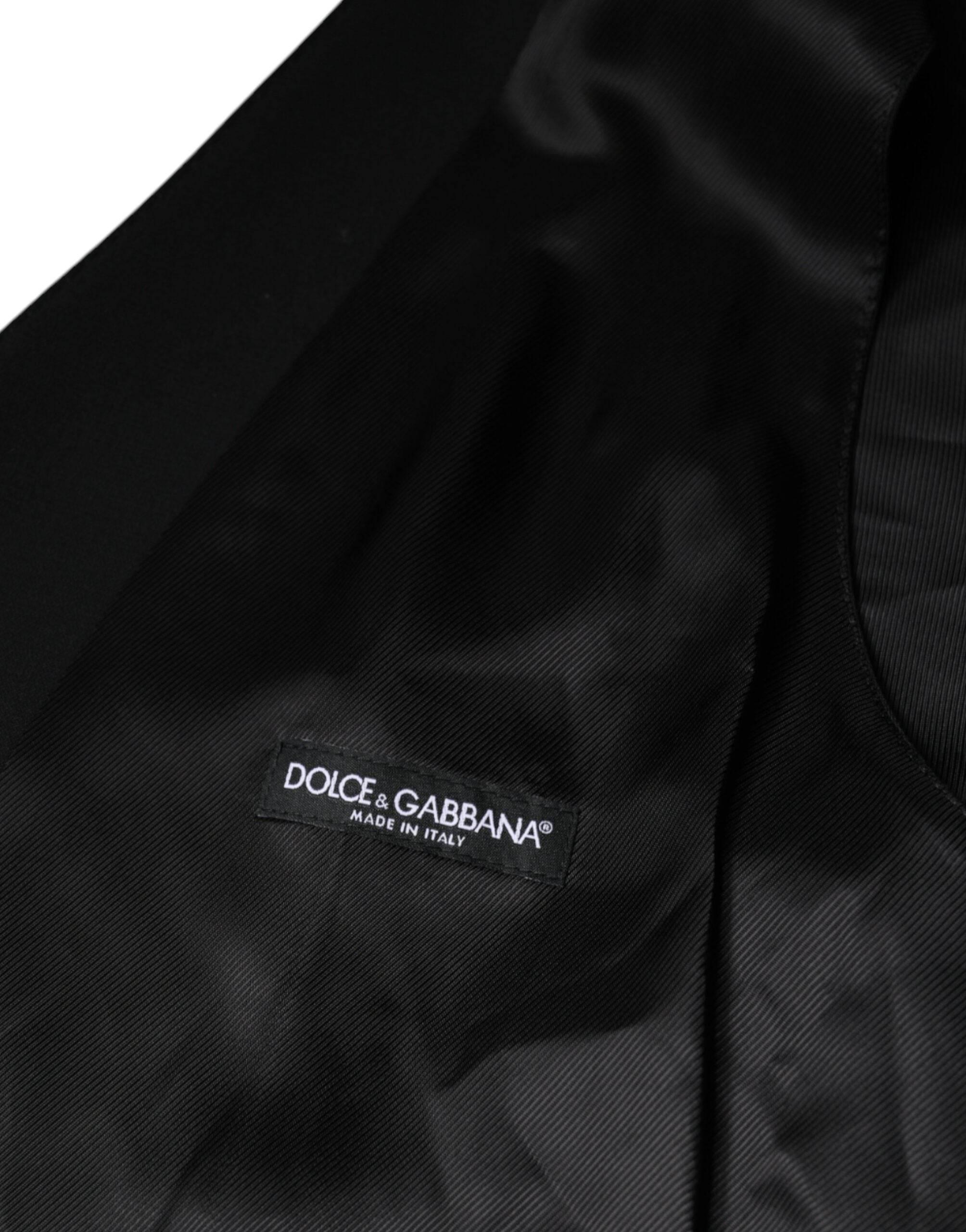 Dolce & Gabbana Black Wool Formal Dress Men Waistcoat Vest - Hilstor