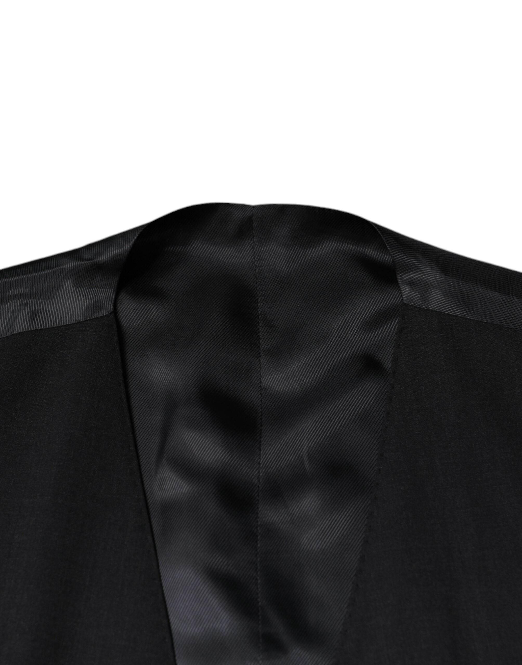 Dolce & Gabbana Black Wool Waistcoat Dress Formal Vest - Hilstor