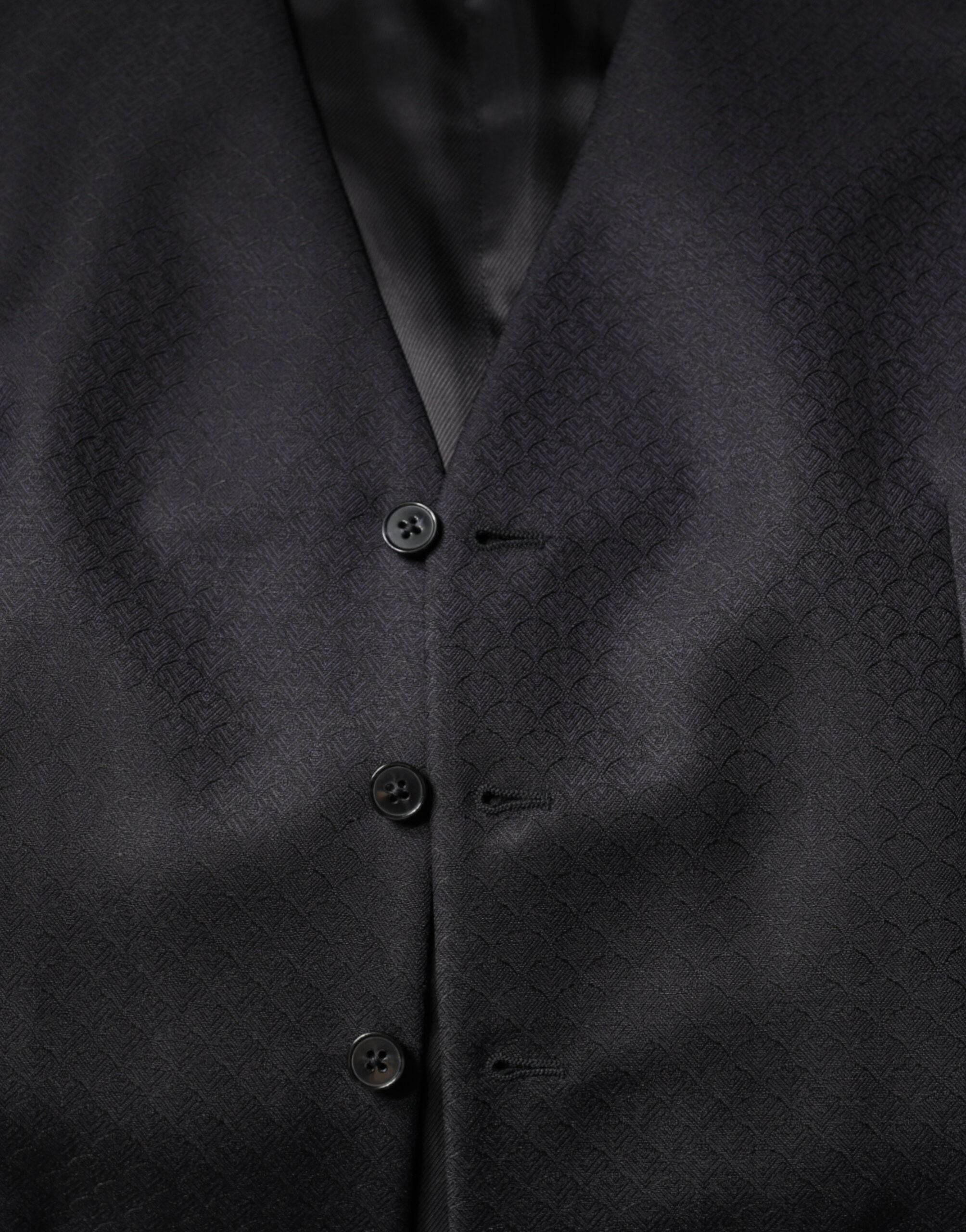 Dolce & Gabbana Black Wool Waistcoat Dress Formal Vest - Hilstor