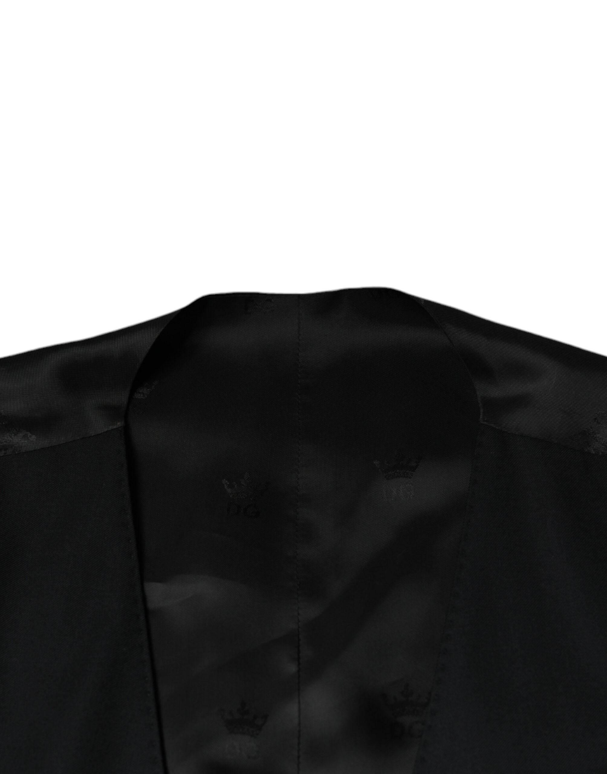 Dolce & Gabbana Black Wool Waistcoat Dress Formal Vest - Hilstor