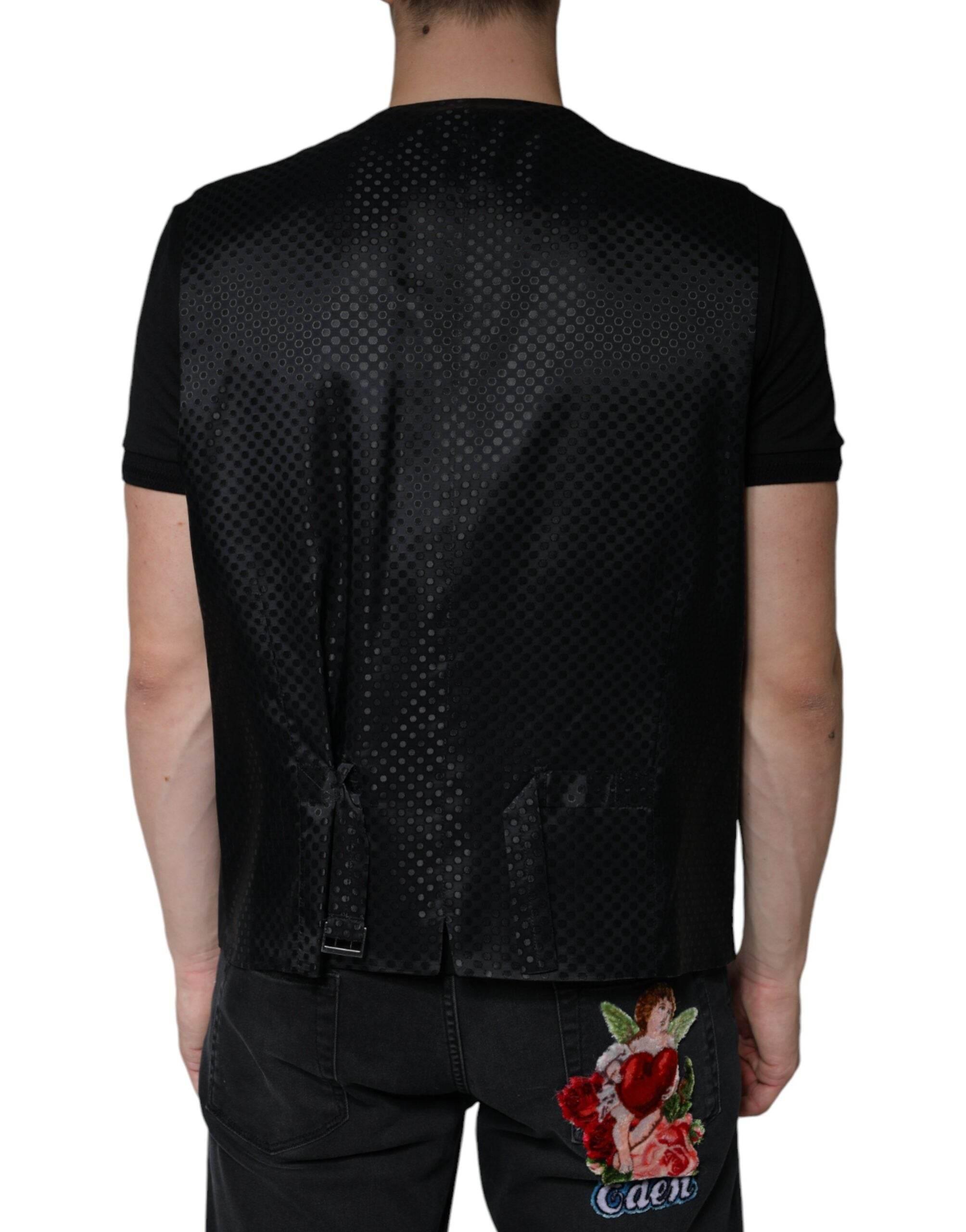 Dolce & Gabbana Black Wool Waistcoat Dress Formal Vest - Hilstor