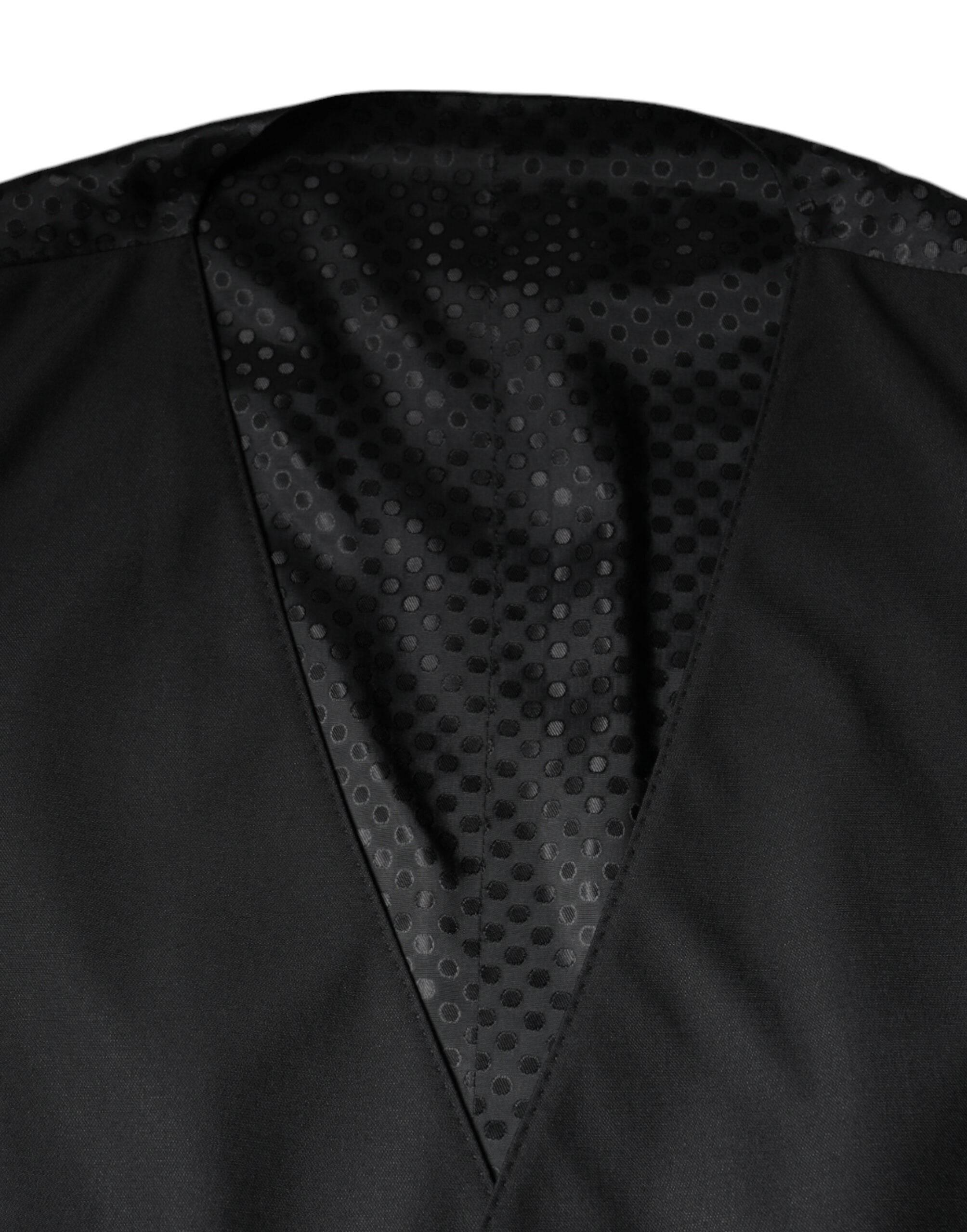 Dolce & Gabbana Black Wool Waistcoat Dress Formal Vest - Hilstor