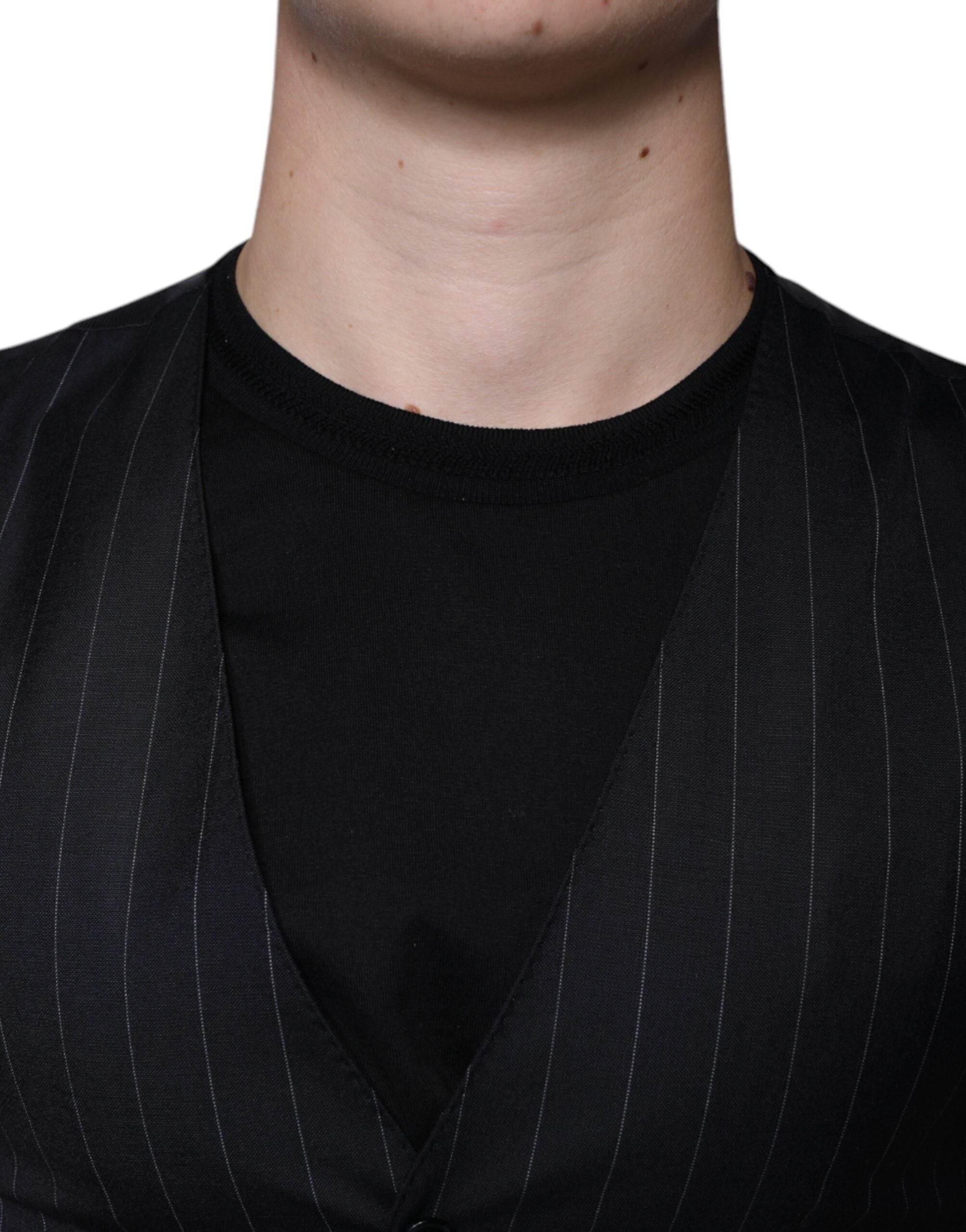 Dolce & Gabbana Black Leather Waistcoat Dress Formal Vest - Hilstor