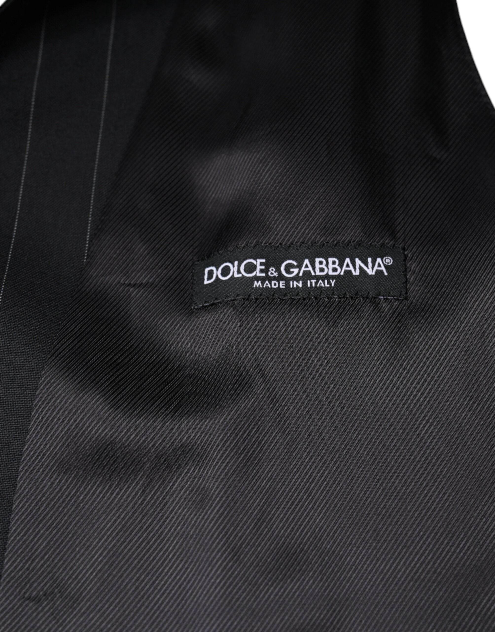 Dolce & Gabbana Black Leather Waistcoat Dress Formal Vest - Hilstor
