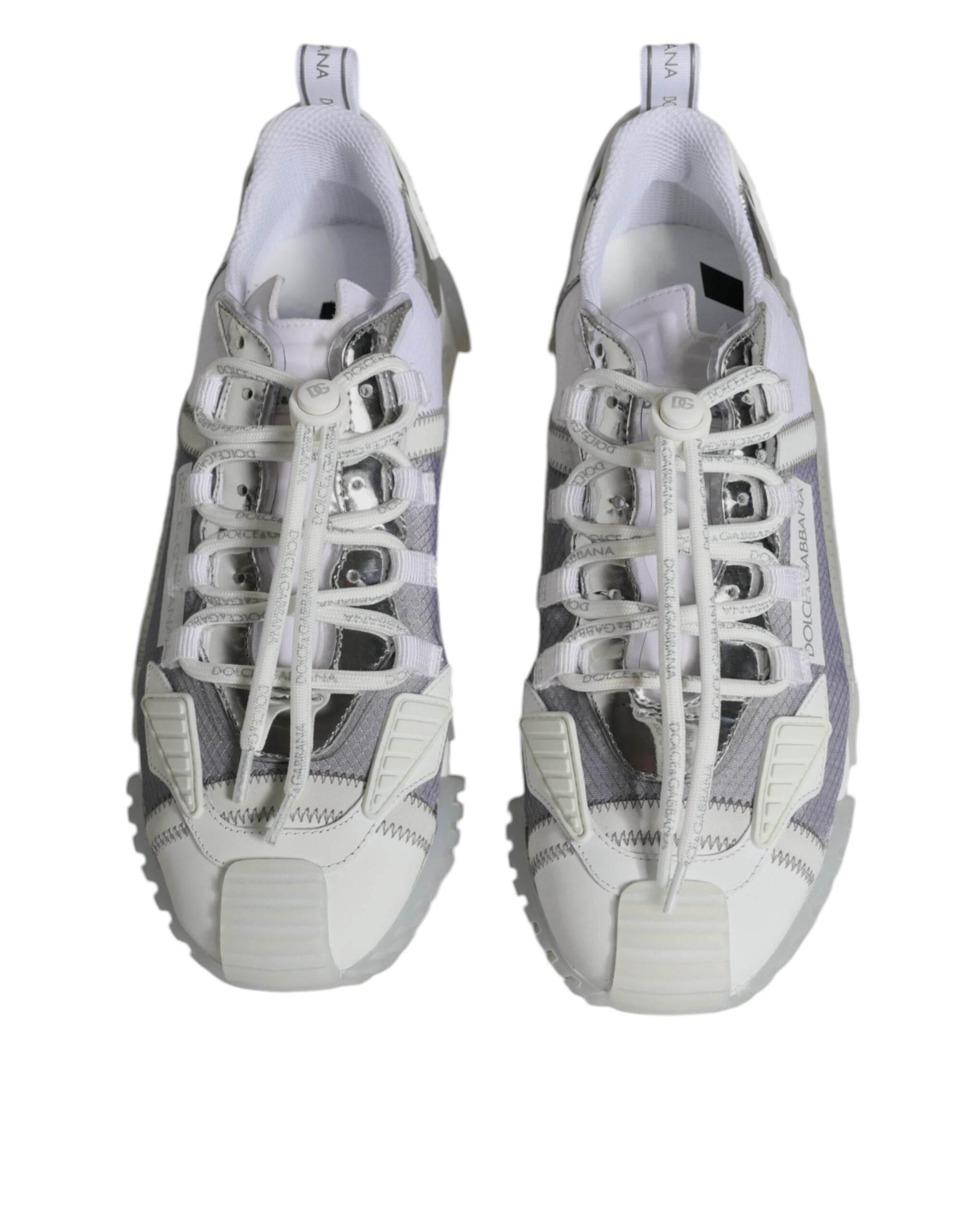 Dolce & Gabbana White Silver Low Top NS1 Sneakers Shoes - Hilstor