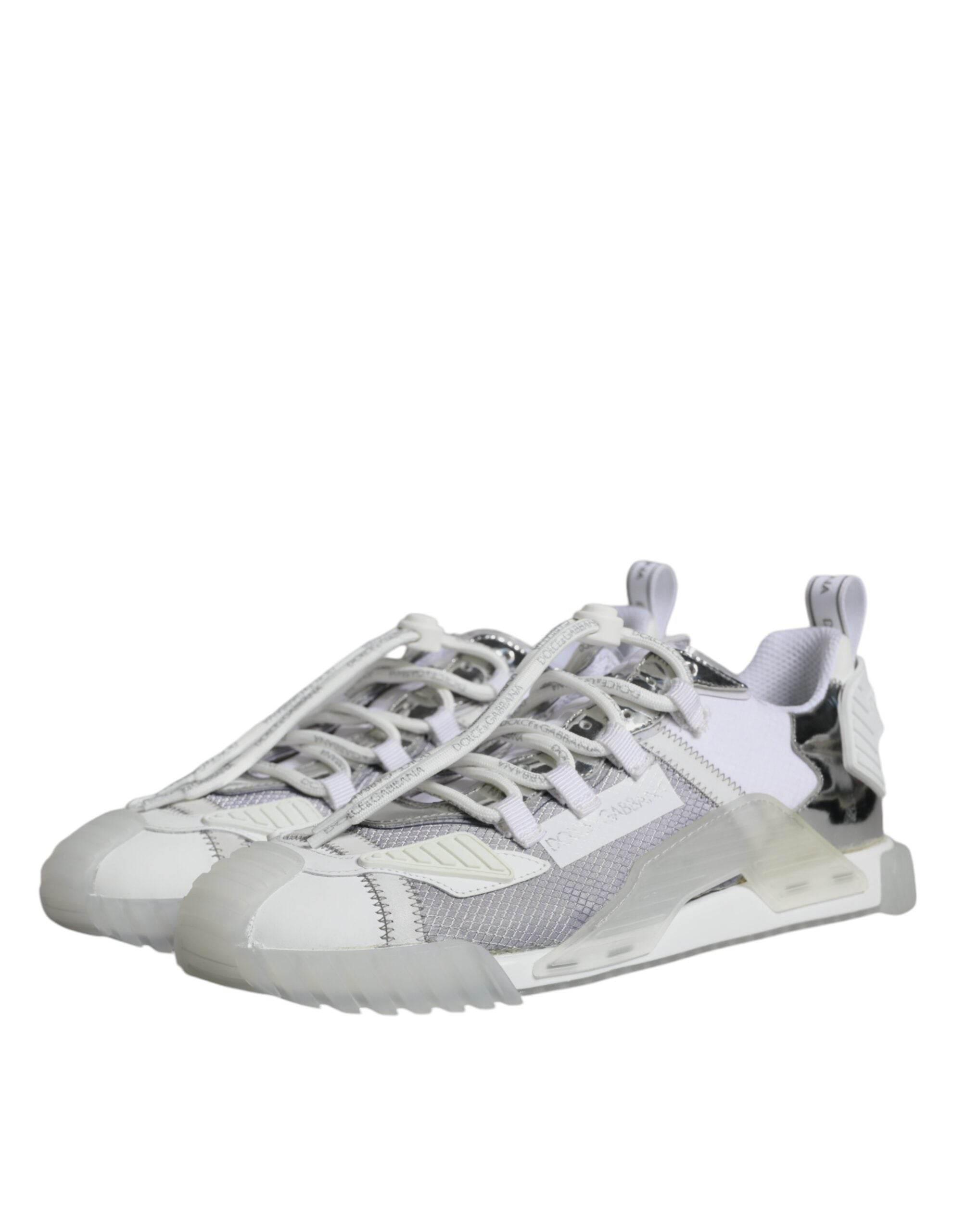 Dolce & Gabbana White Silver Low Top NS1 Sneakers Shoes - Hilstor