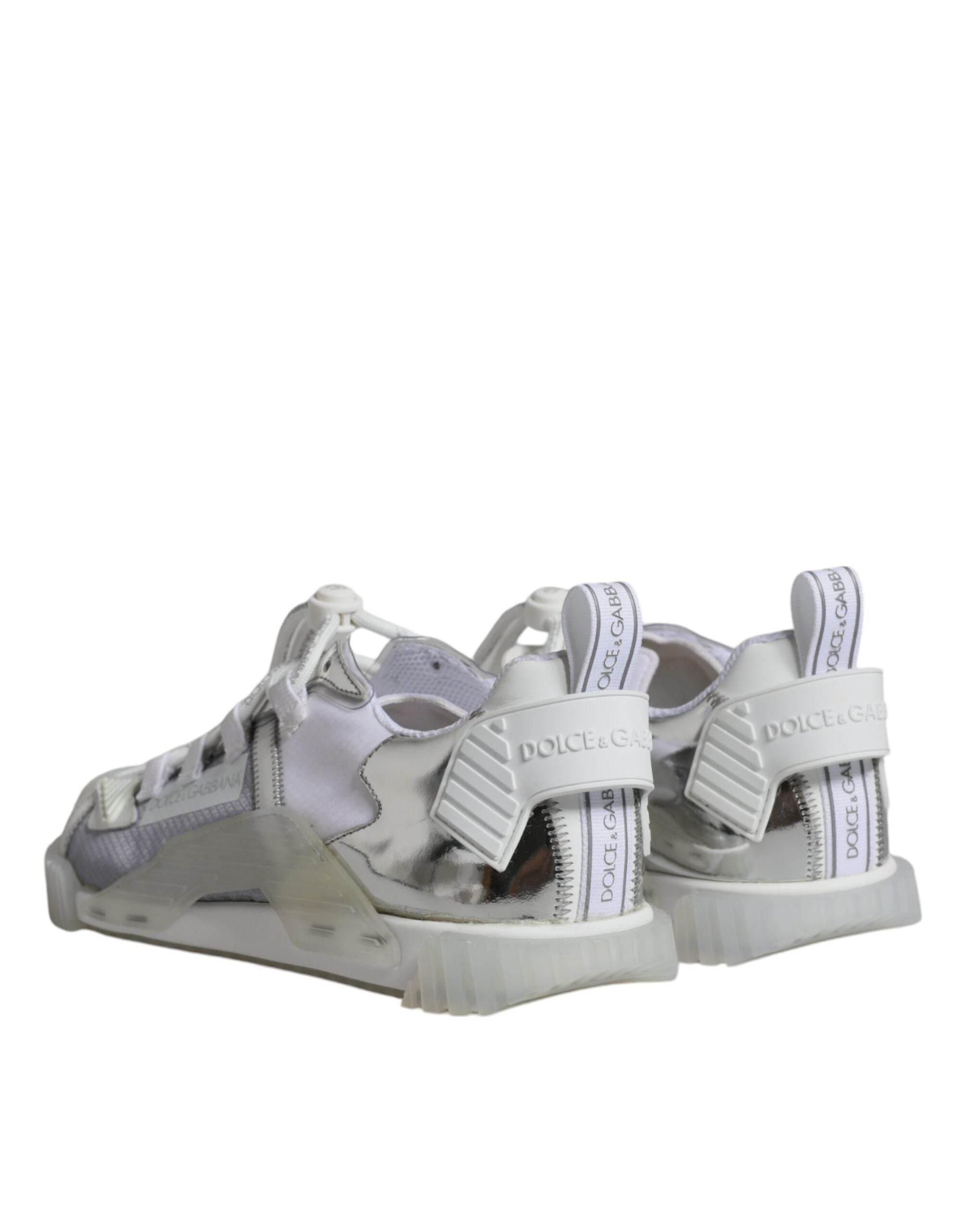 Dolce & Gabbana White Silver Low Top NS1 Sneakers Shoes - Hilstor
