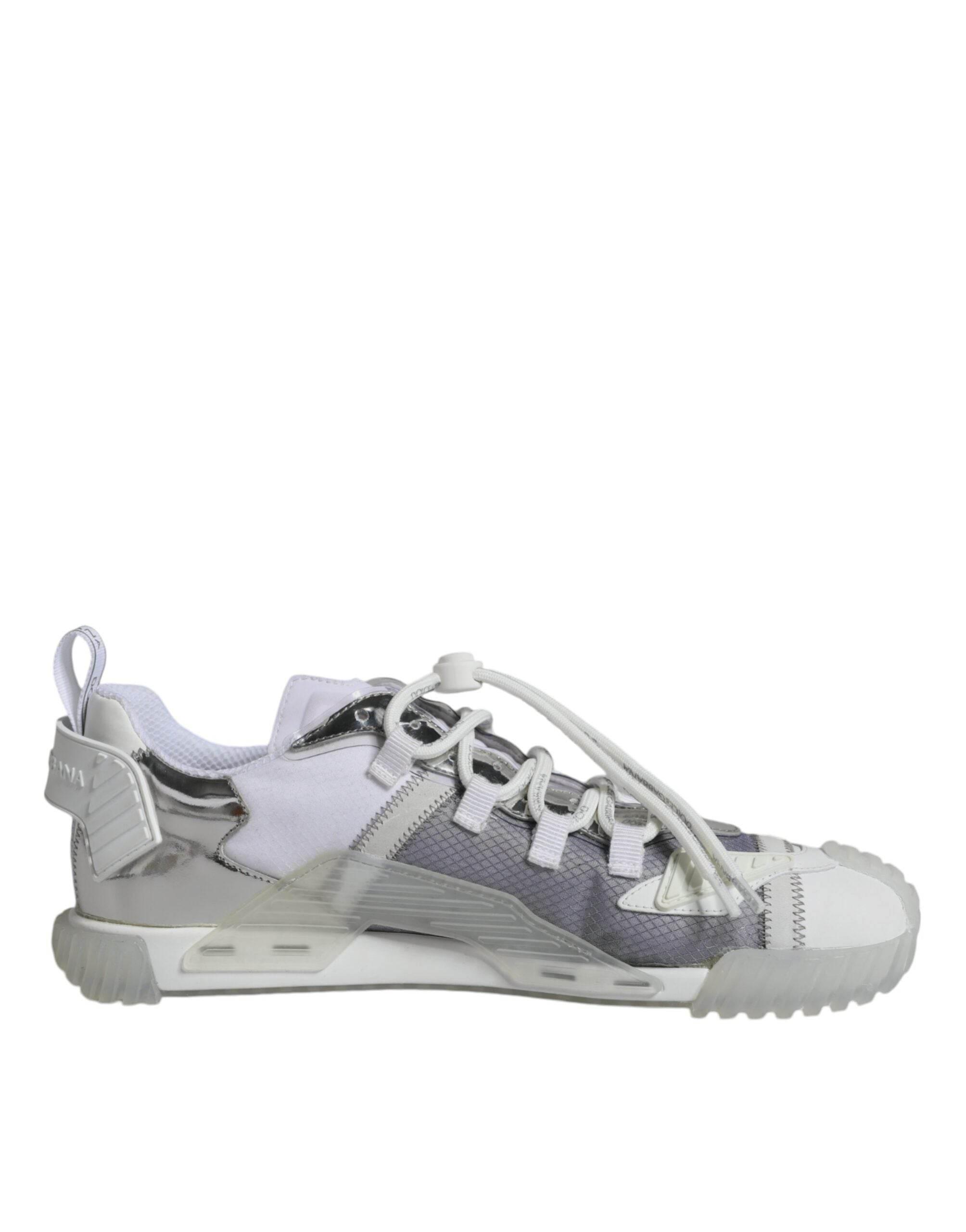 Dolce & Gabbana White Silver Low Top NS1 Sneakers Shoes - Hilstor
