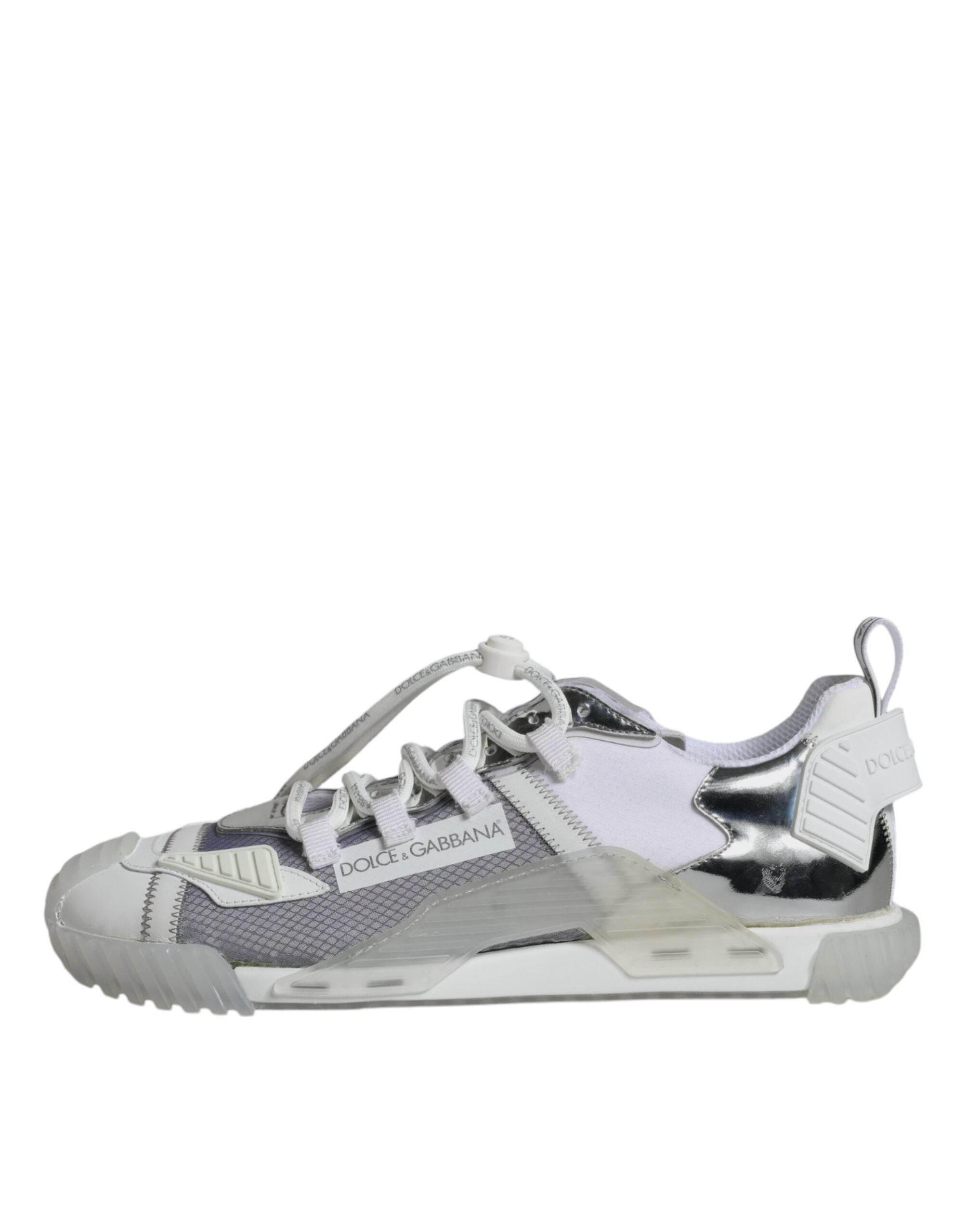 Dolce & Gabbana White Silver Low Top NS1 Sneakers Shoes - Hilstor