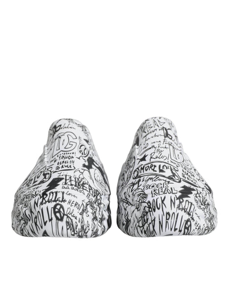 Dolce & Gabbana White Black Graffiti Daymaster Sneakers Shoes - Hilstor