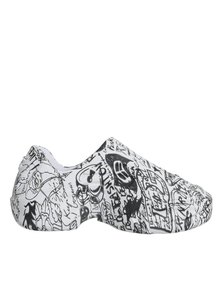 Dolce & Gabbana White Black Graffiti Daymaster Sneakers Shoes - Hilstor