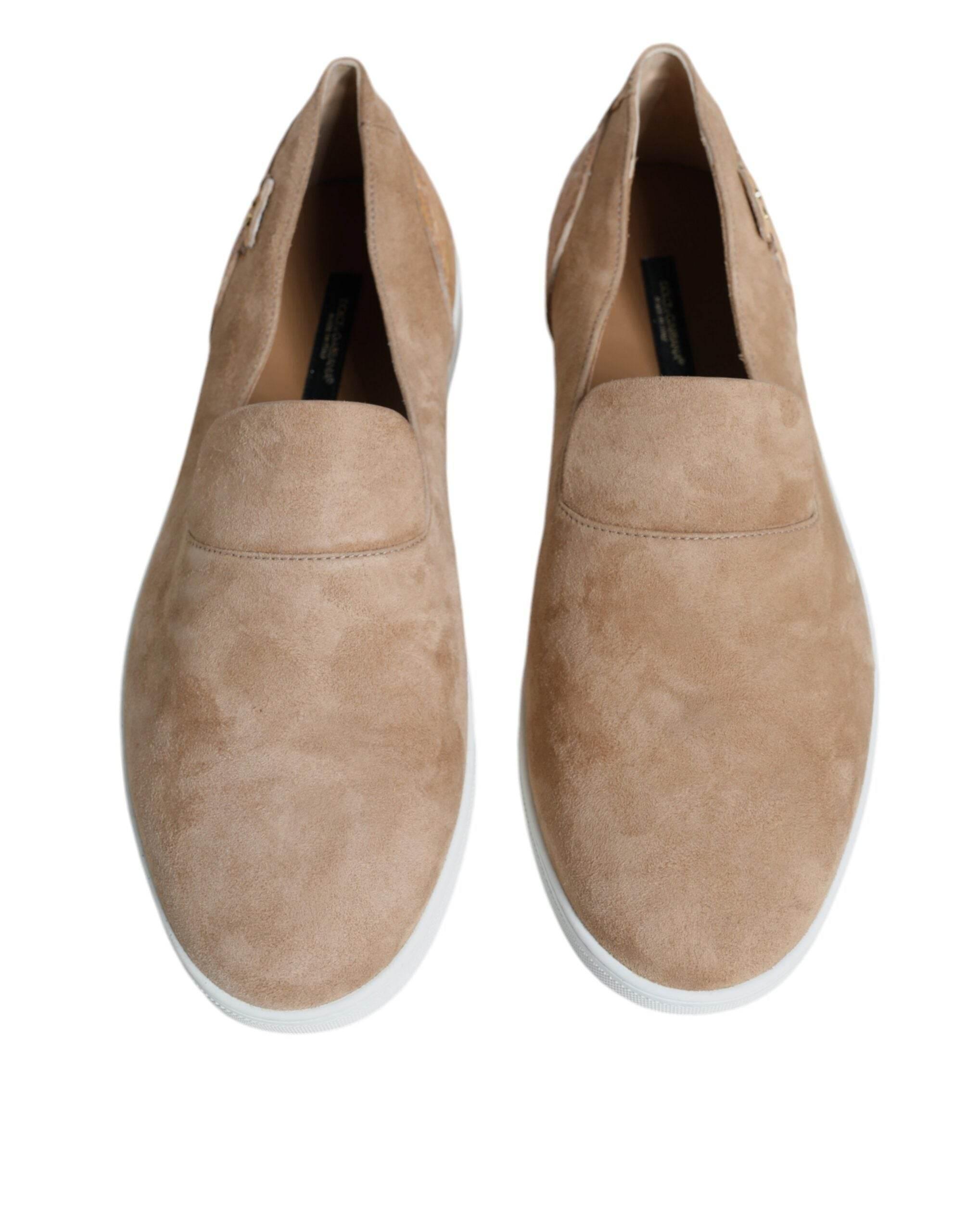 Dolce & Gabbana Beige Suede Caiman Loafers Slippers Shoes - Hilstor