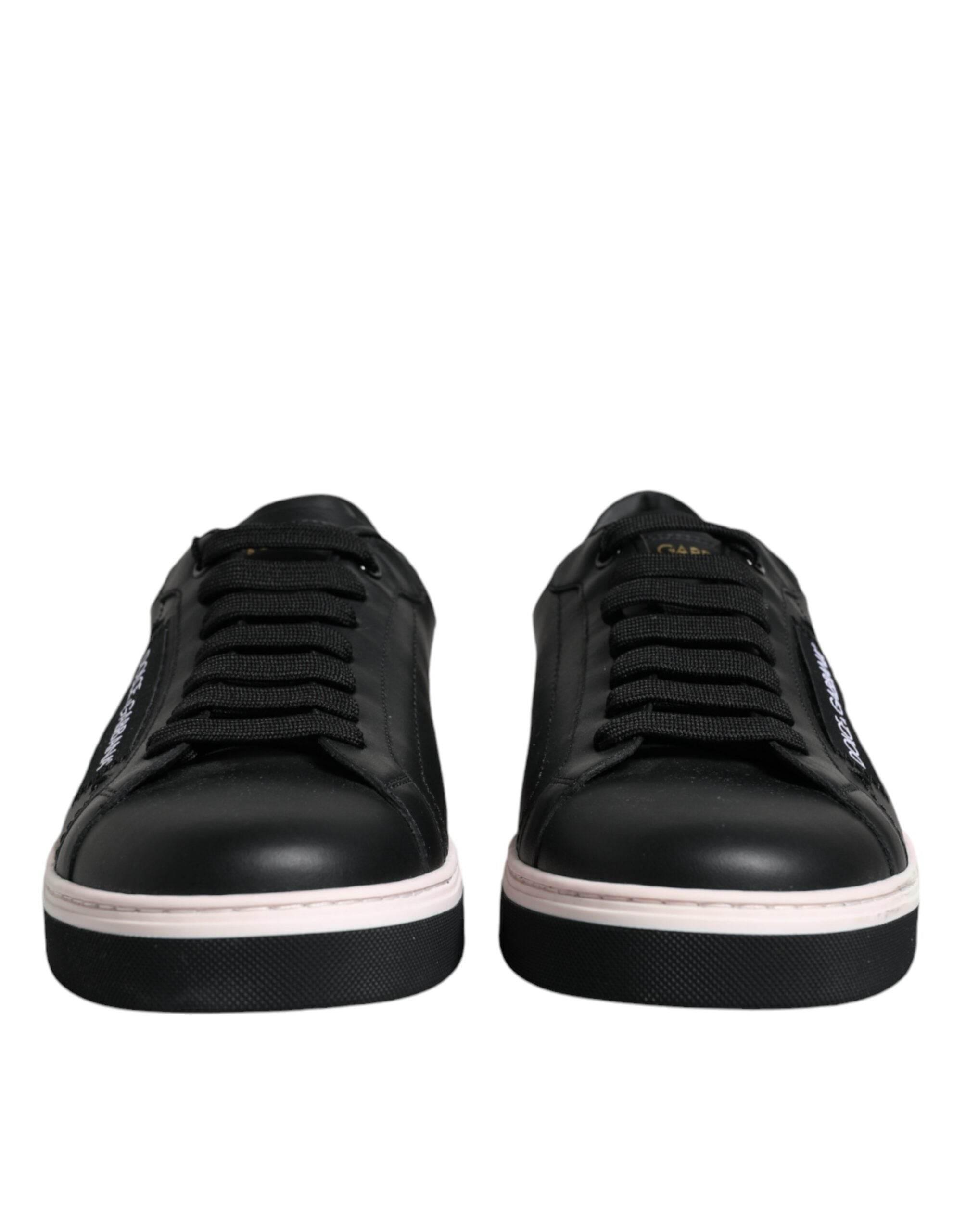Dolce & Gabbana Black Leather Low Top Men Sneakers Shoes - Hilstor