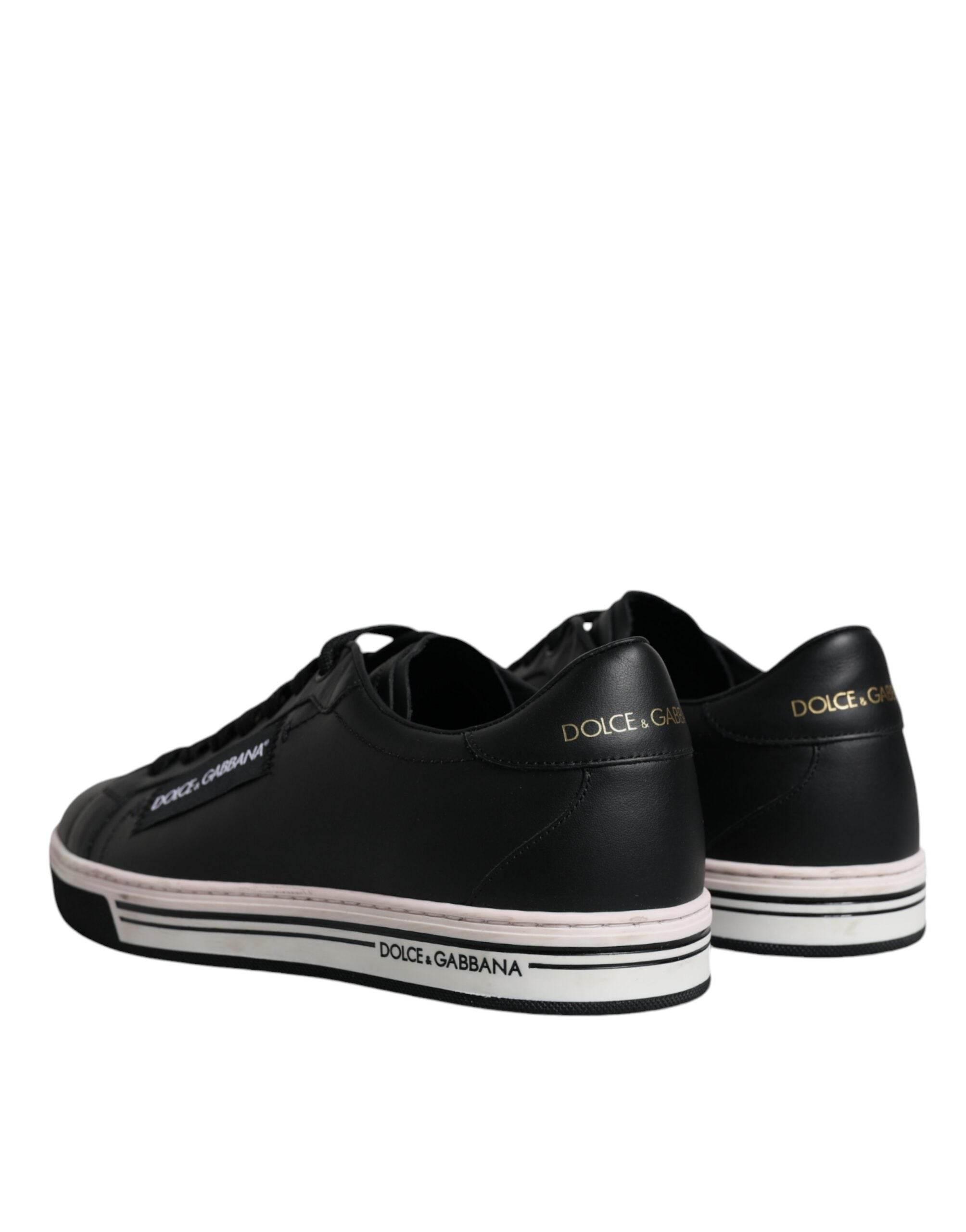 Dolce & Gabbana Black Leather Low Top Men Sneakers Shoes - Hilstor