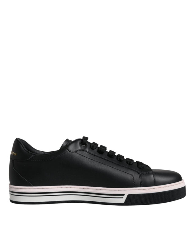 Dolce & Gabbana Black Leather Low Top Men Sneakers Shoes - Hilstor
