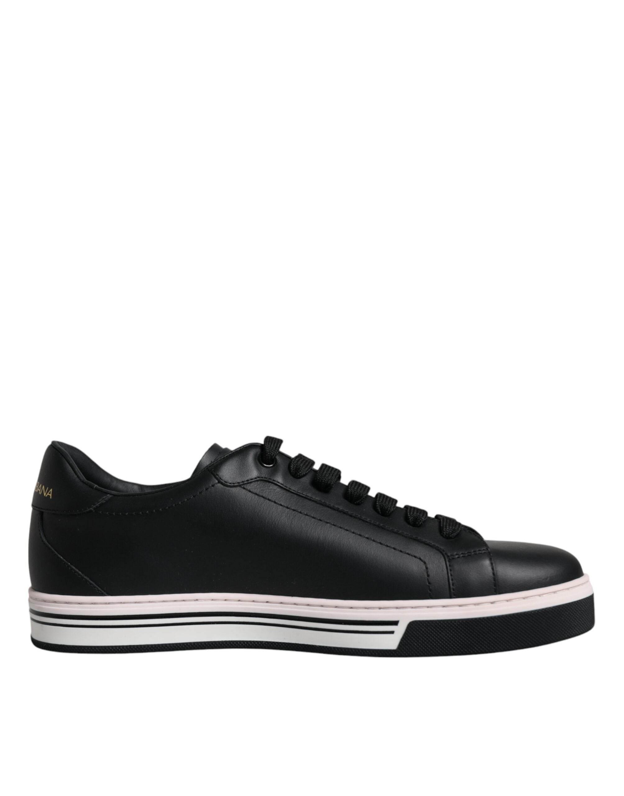 Dolce & Gabbana Black Leather Low Top Men Sneakers Shoes - Hilstor