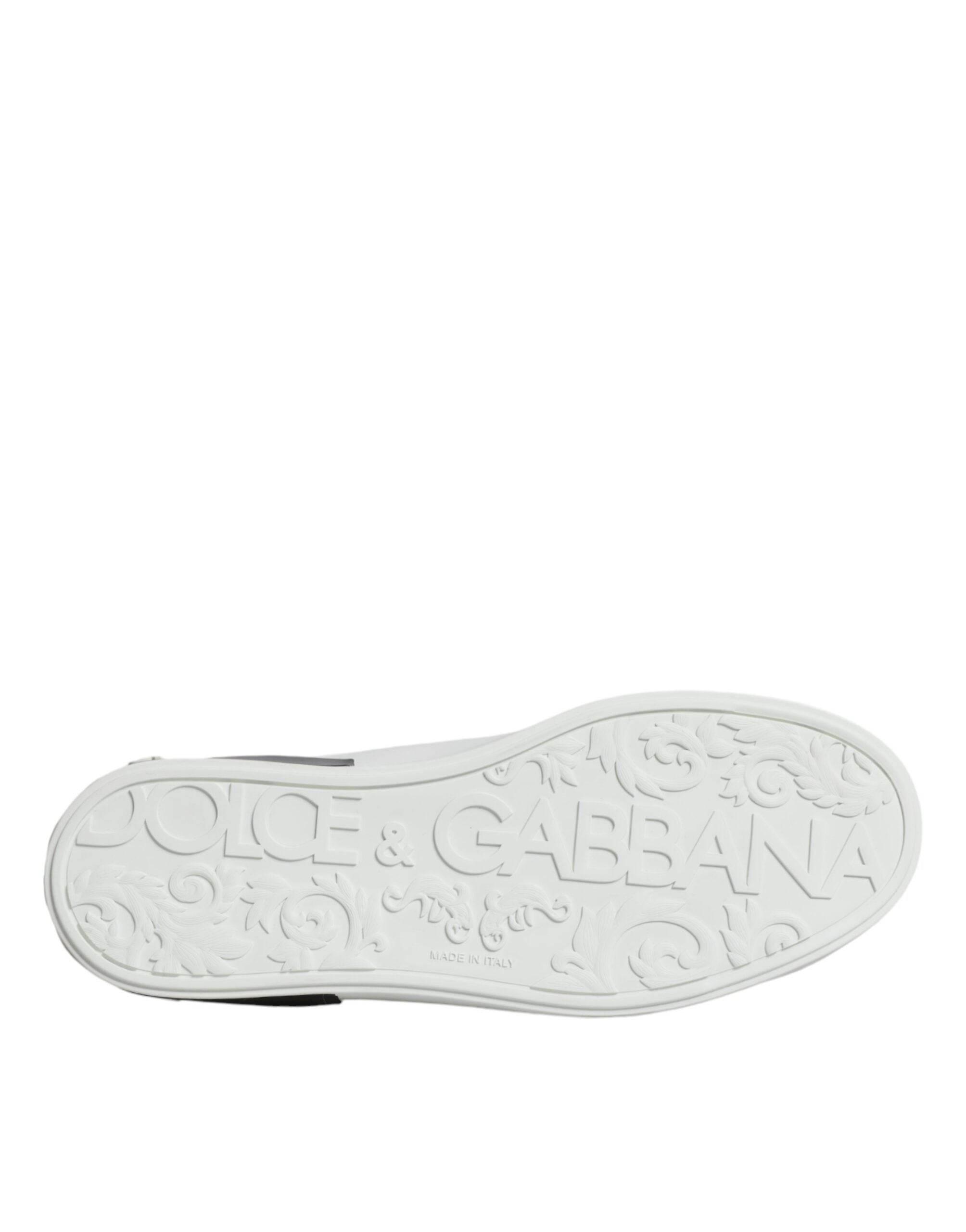 Dolce & Gabbana White Leather Logo Portofino Sneaker Shoes - Hilstor