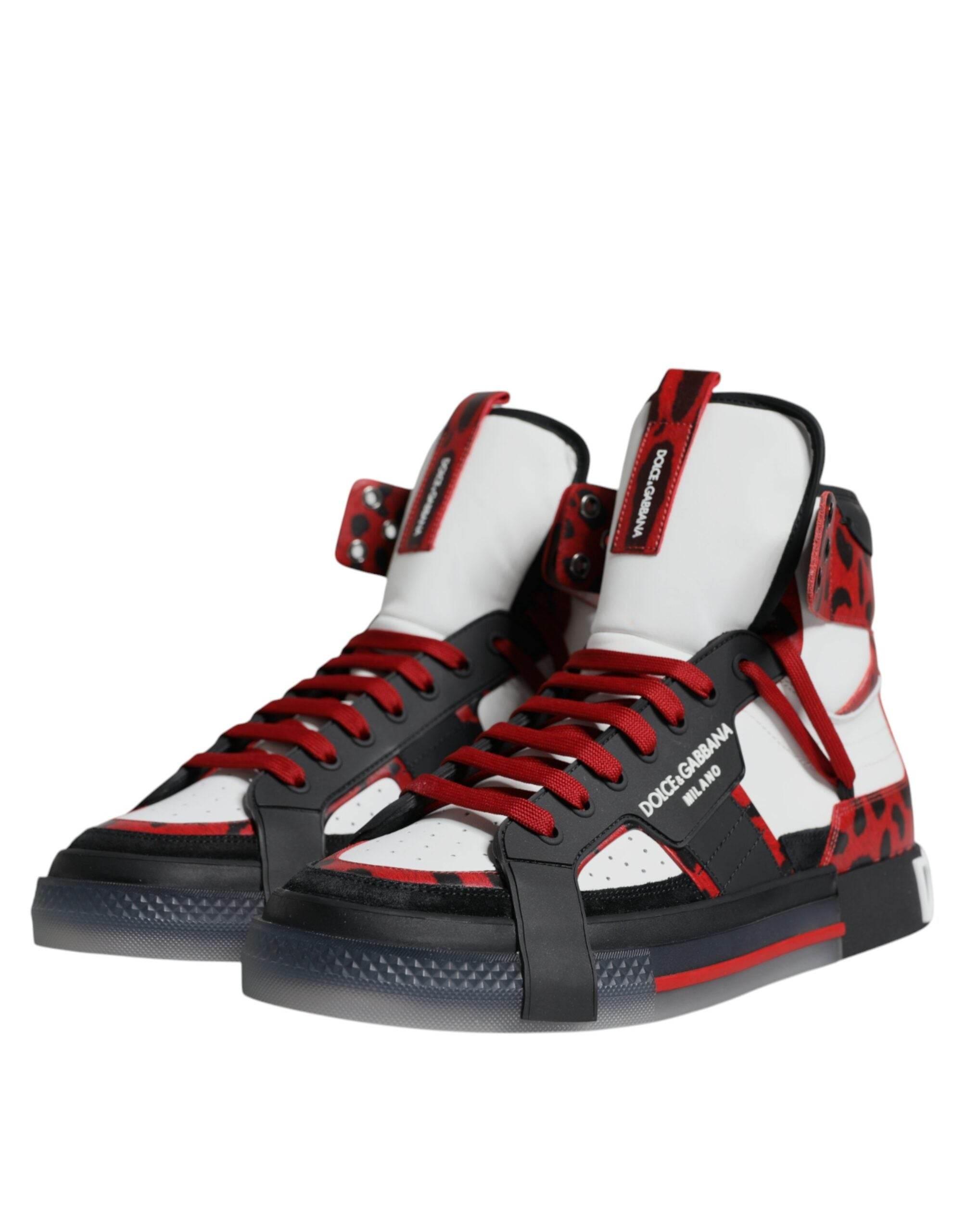 Dolce & Gabbana Multicolor Leather High Top Sneakers Shoes - Hilstor