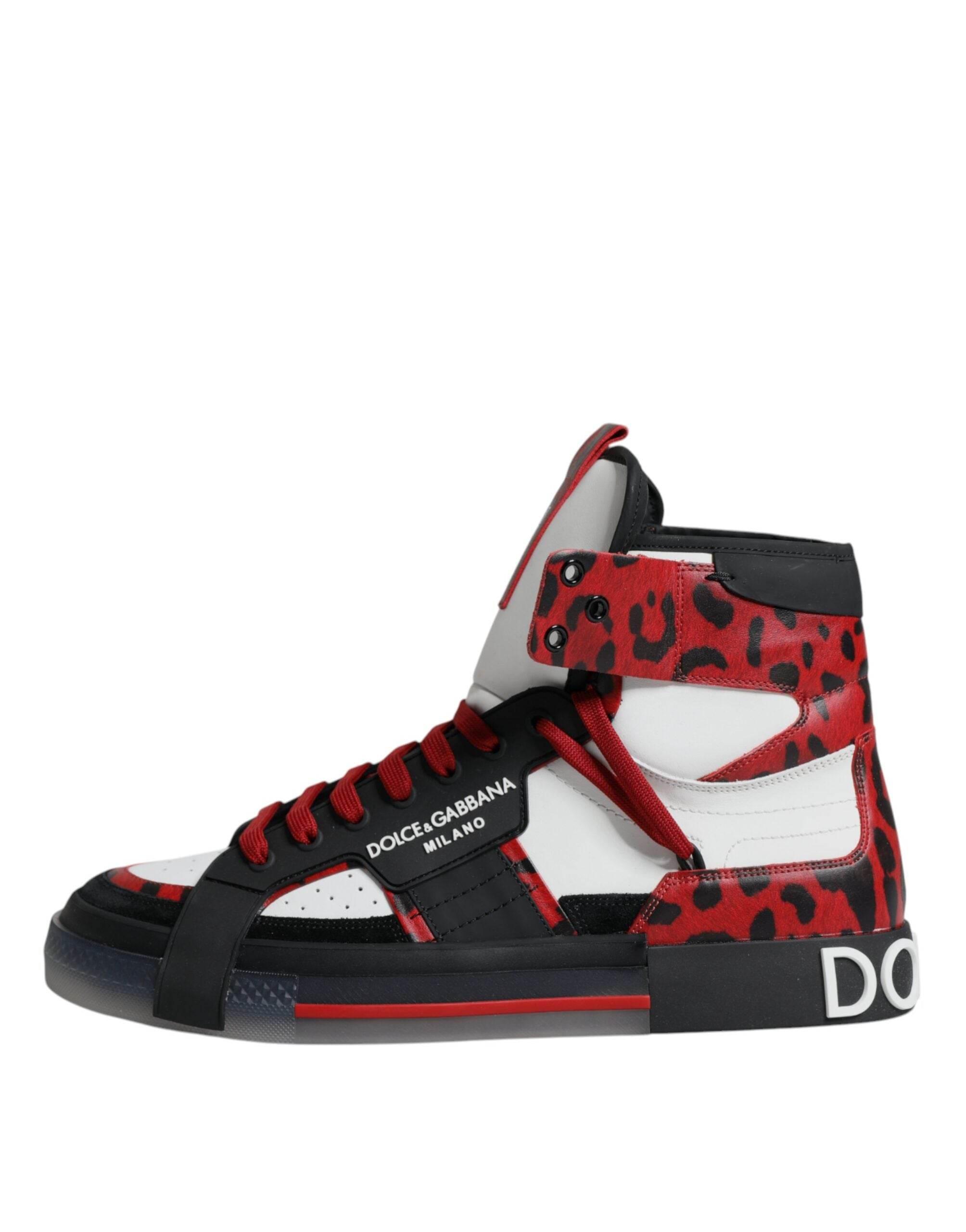 Dolce & Gabbana Multicolor Leather High Top Sneakers Shoes - Hilstor
