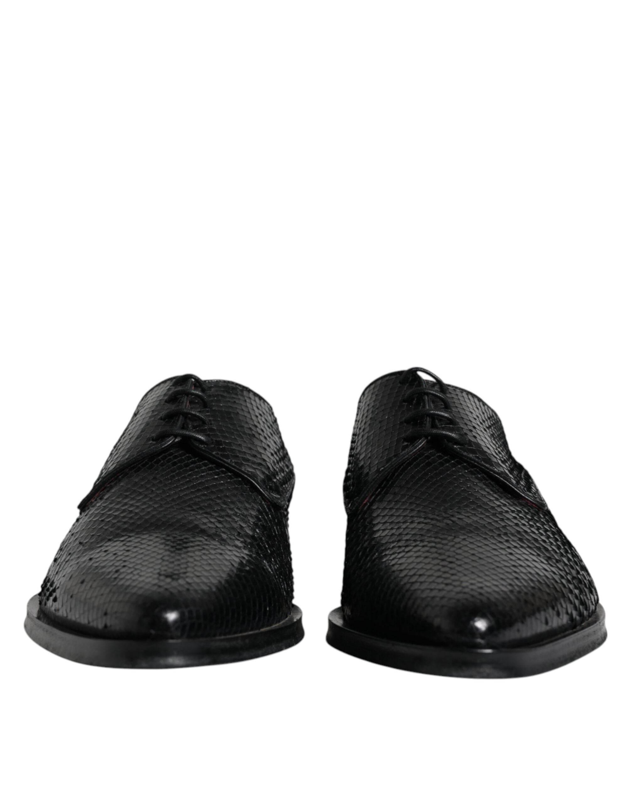 Dolce & Gabbana Black Leather Derby Formal Dress Shoes - Hilstor