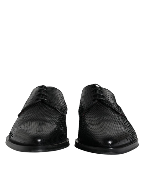 Dolce & Gabbana Black Leather Derby Formal Dress Shoes - Hilstor