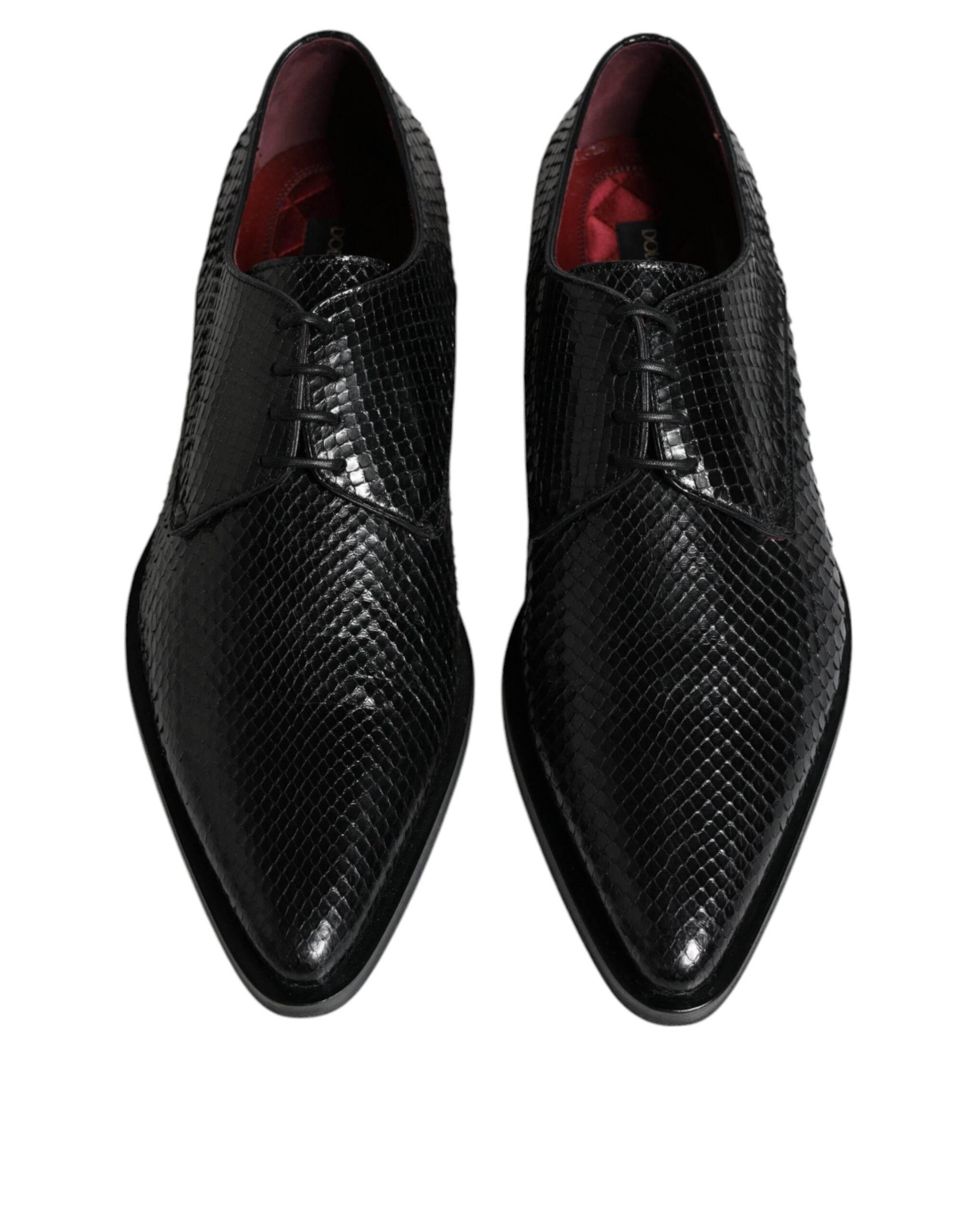 Dolce & Gabbana Black Leather Derby Formal Dress Shoes - Hilstor