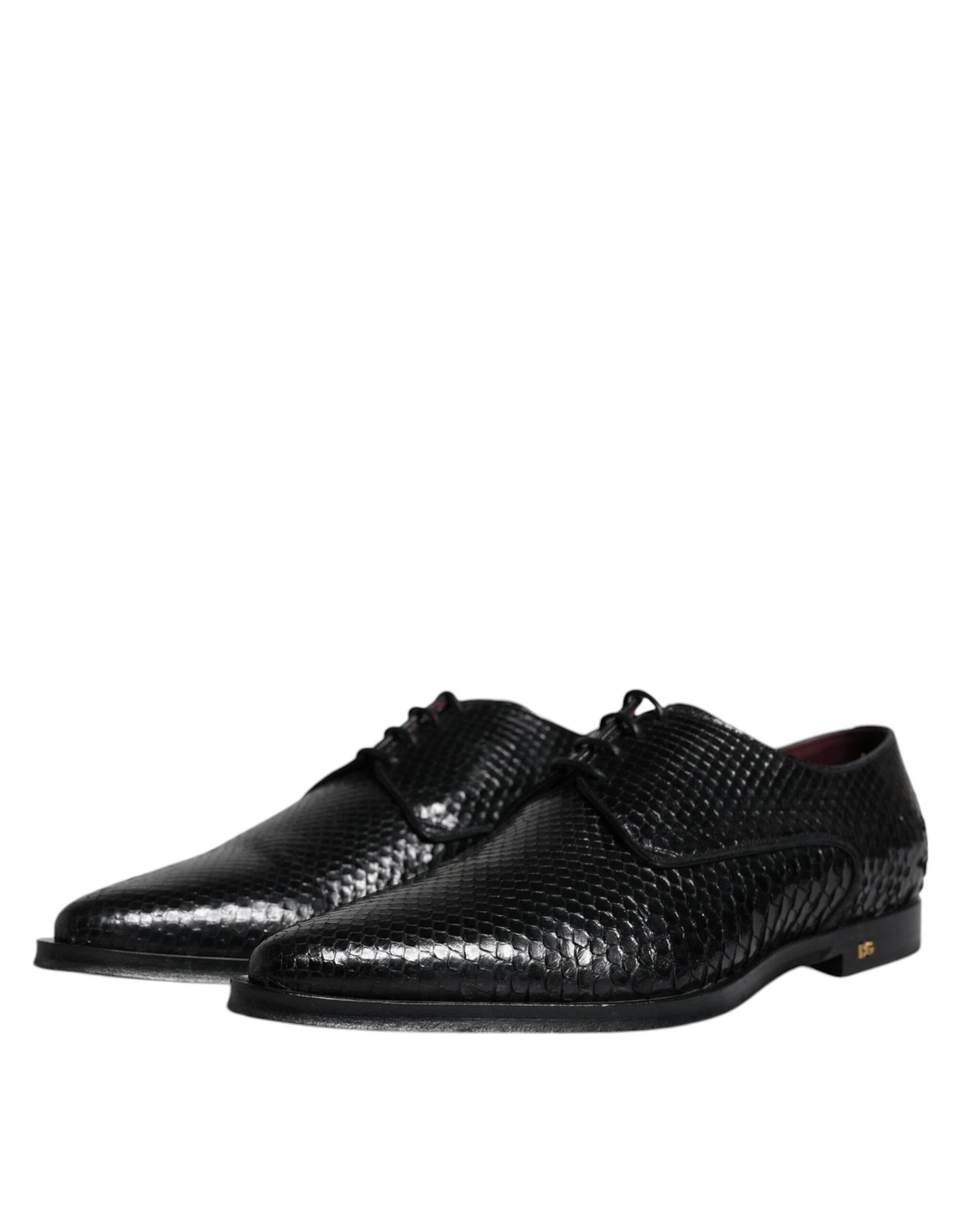 Dolce & Gabbana Black Leather Derby Formal Dress Shoes - Hilstor