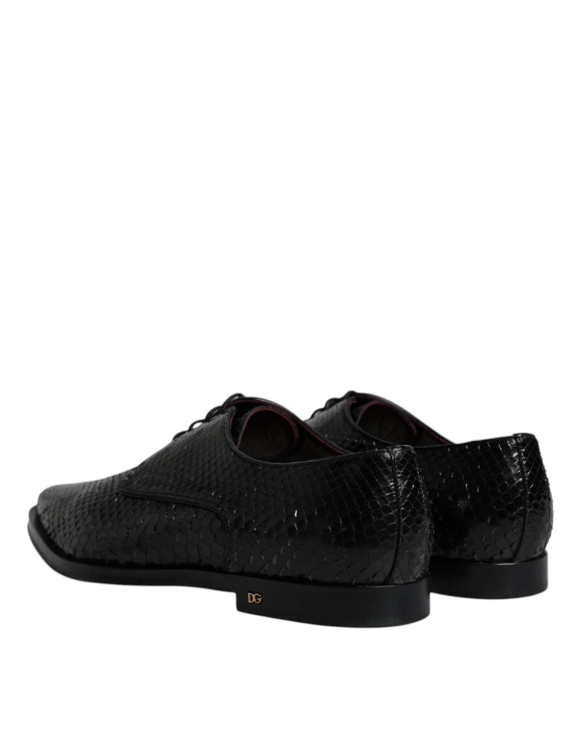 Dolce & Gabbana Black Leather Derby Formal Dress Shoes - Hilstor