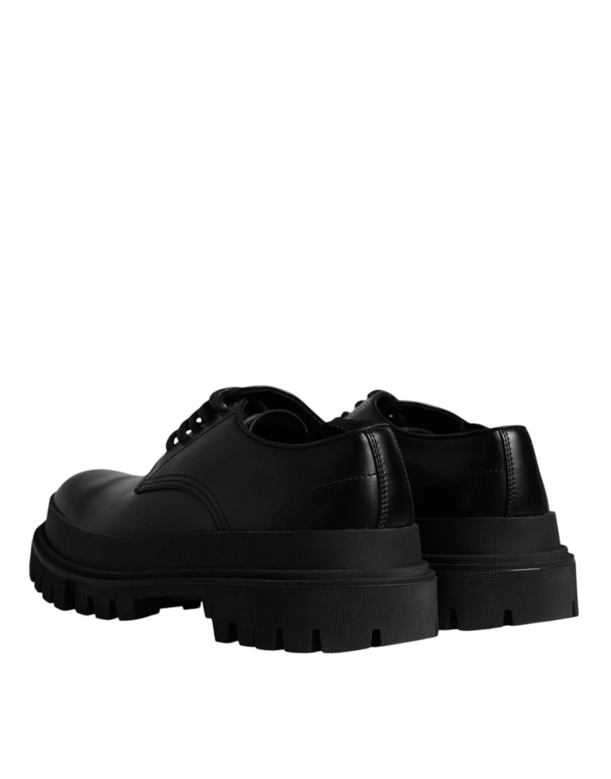 Dolce & Gabbana Black Leather Lace Up Trekking Dress Shoes - Hilstor