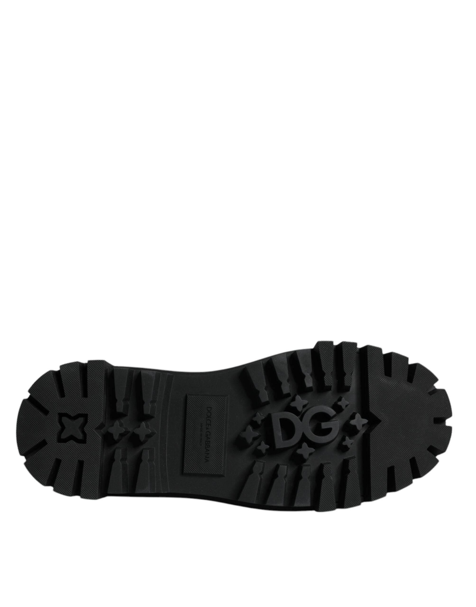 Dolce & Gabbana Black Leather Lace Up Trekking Dress Shoes - Hilstor