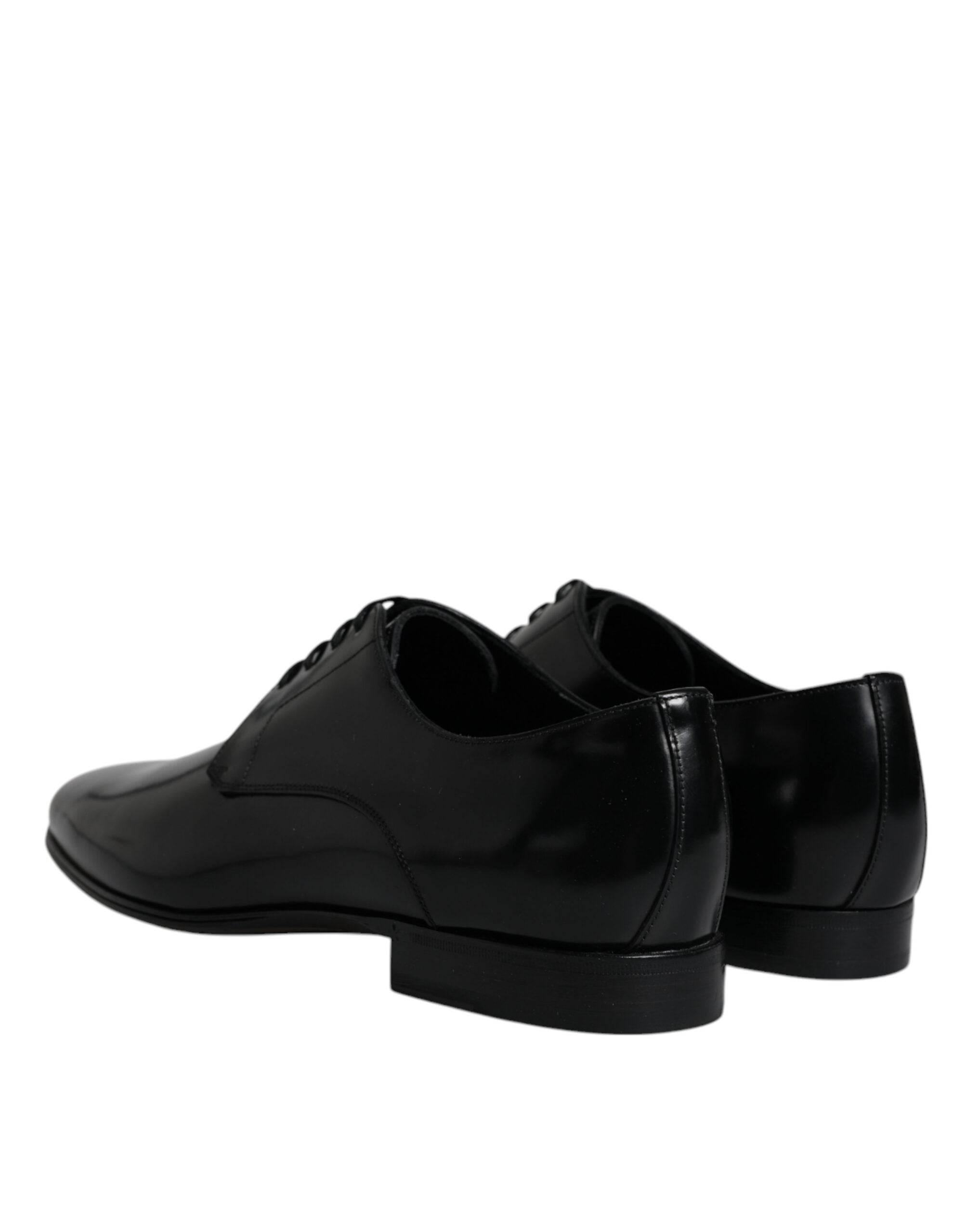 Dolce & Gabbana Black Leather Lace Up Men Derby Formal Shoes - Hilstor