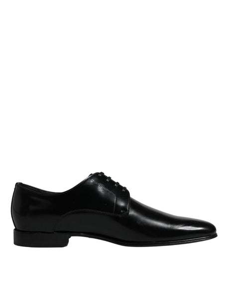 Dolce & Gabbana Black Leather Lace Up Men Derby Formal Shoes - Hilstor