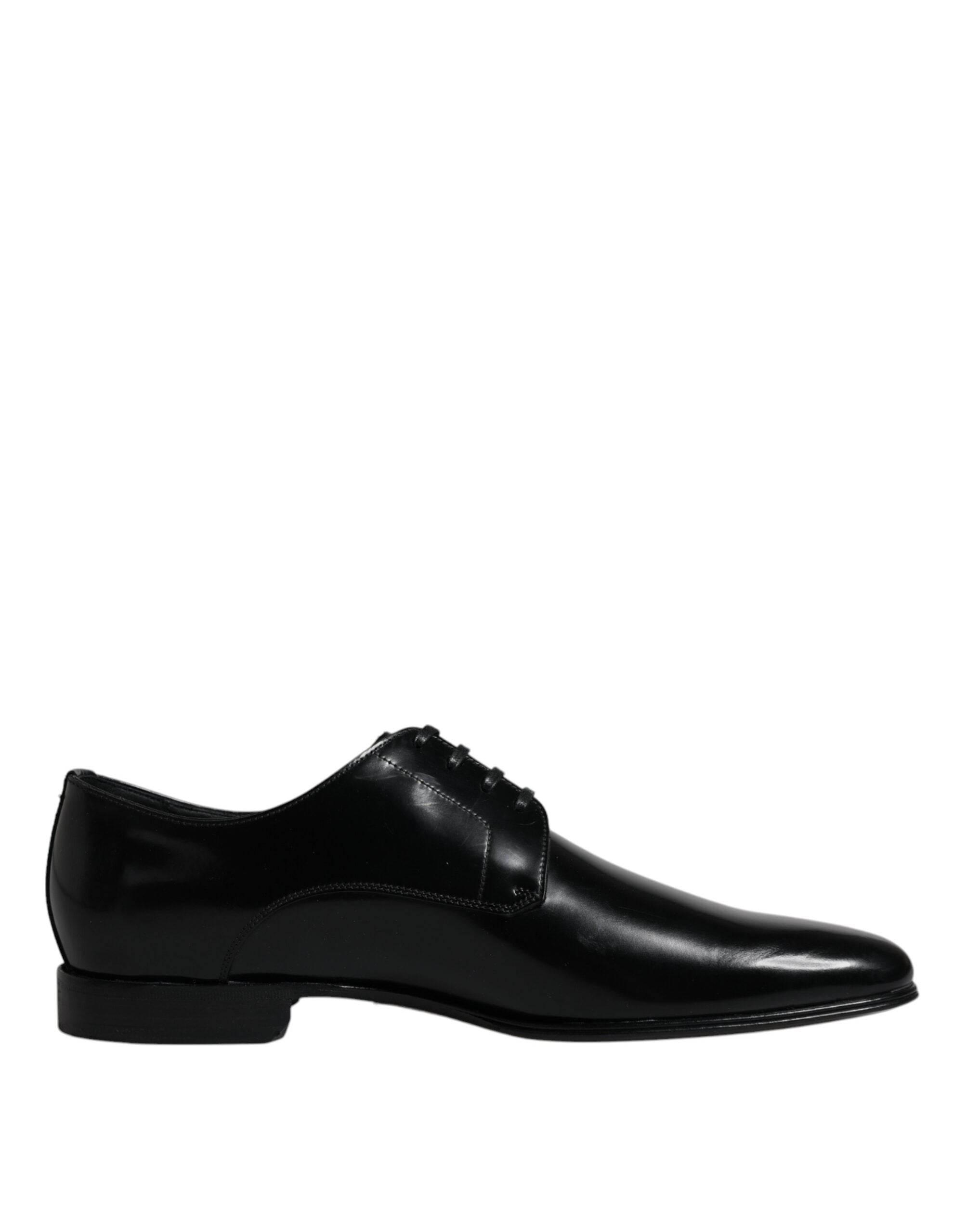 Dolce & Gabbana Black Leather Lace Up Men Derby Formal Shoes - Hilstor