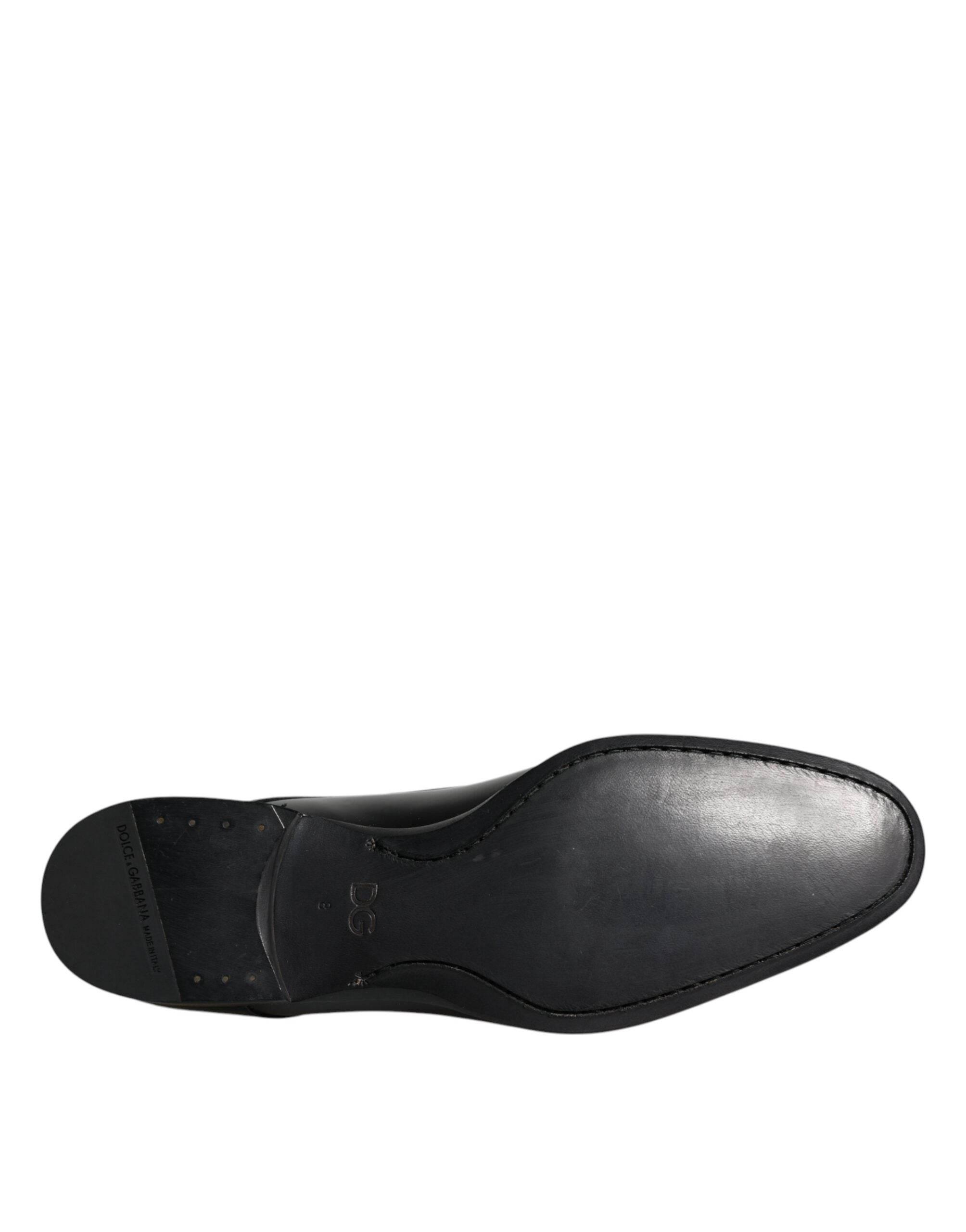 Dolce & Gabbana Black Leather Lace Up Men Derby Formal Shoes - Hilstor