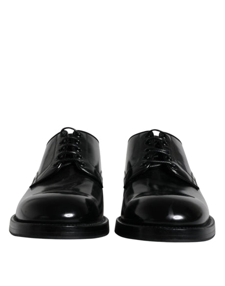 Dolce & Gabbana Black Leather Lace Up Men Derby Formal Shoes - Hilstor