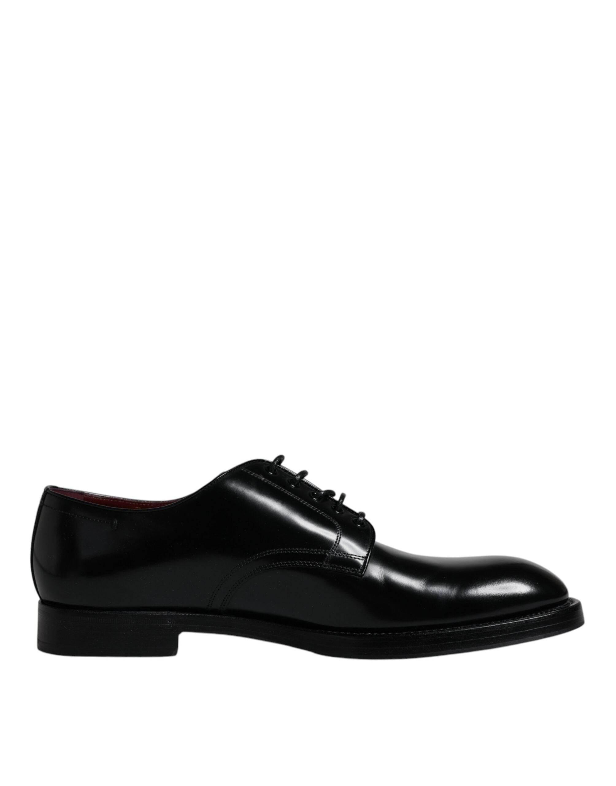 Dolce & Gabbana Black Leather Lace Up Men Derby Formal Shoes - Hilstor