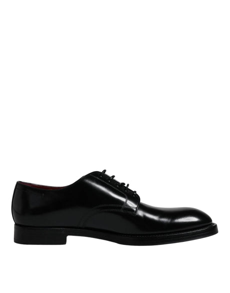 Dolce & Gabbana Black Leather Lace Up Men Derby Formal Shoes - Hilstor