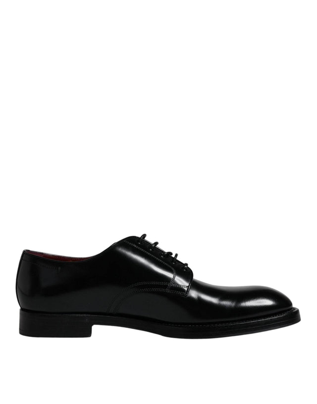 Dolce & Gabbana Black Leather Lace Up Men Derby Formal Shoes - Hilstor