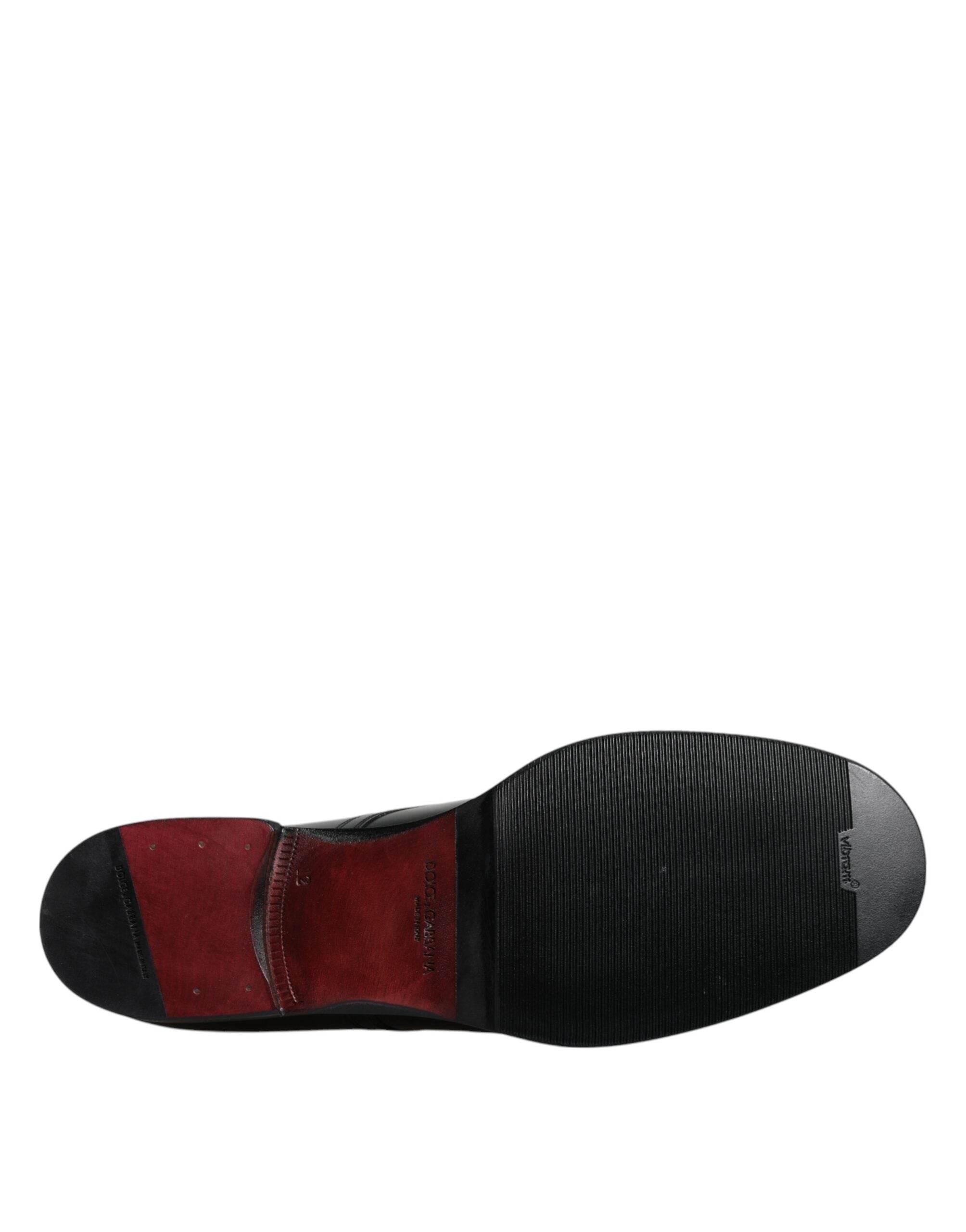 Dolce & Gabbana Black Leather Lace Up Men Derby Formal Shoes - Hilstor