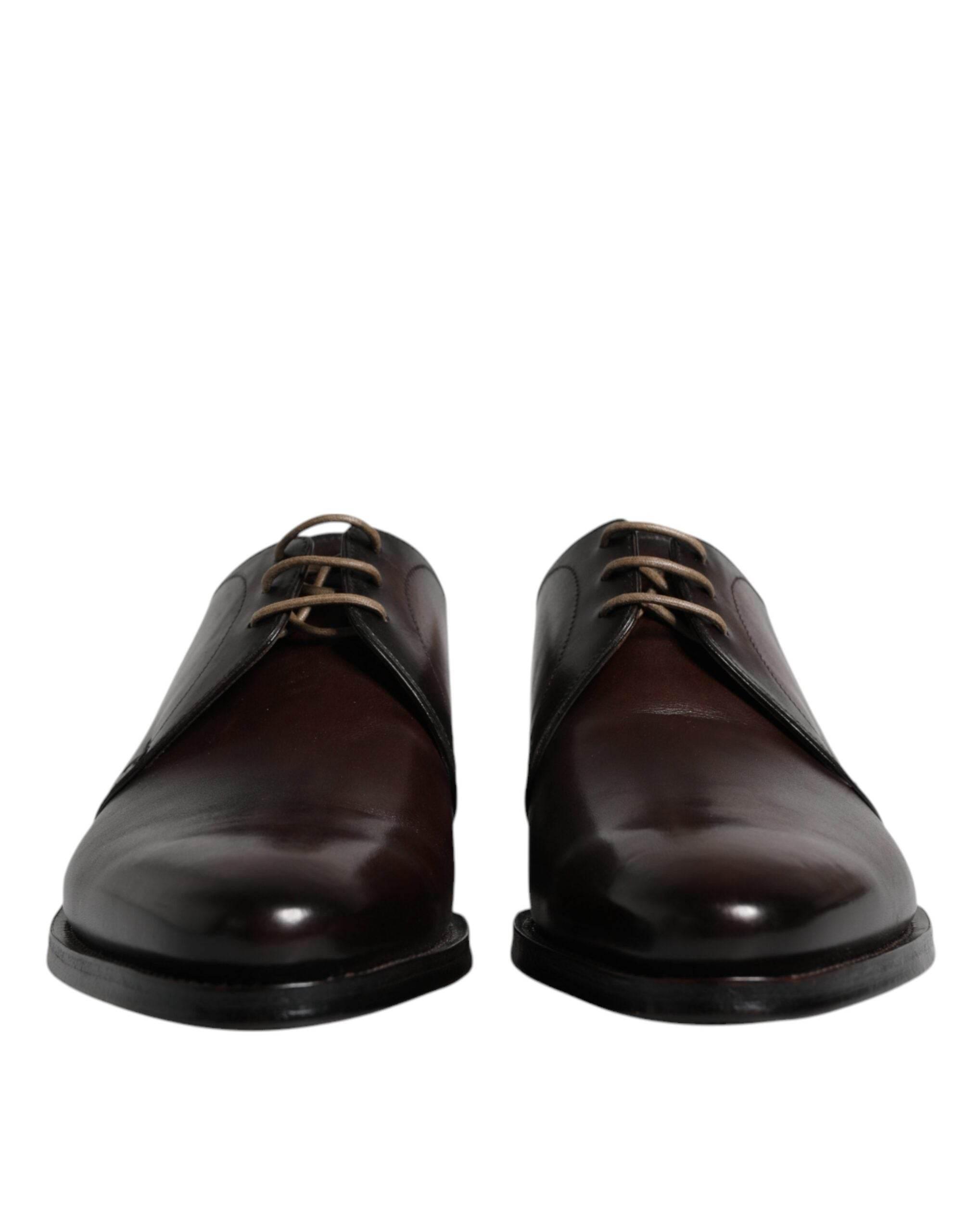 Dolce & Gabbana Black Leather Lace Up Men Derby Formal Shoes - Hilstor