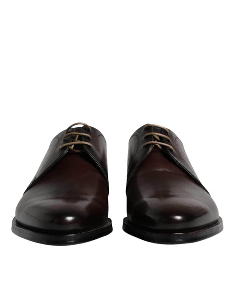 Dolce & Gabbana Black Leather Lace Up Men Derby Formal Shoes - Hilstor