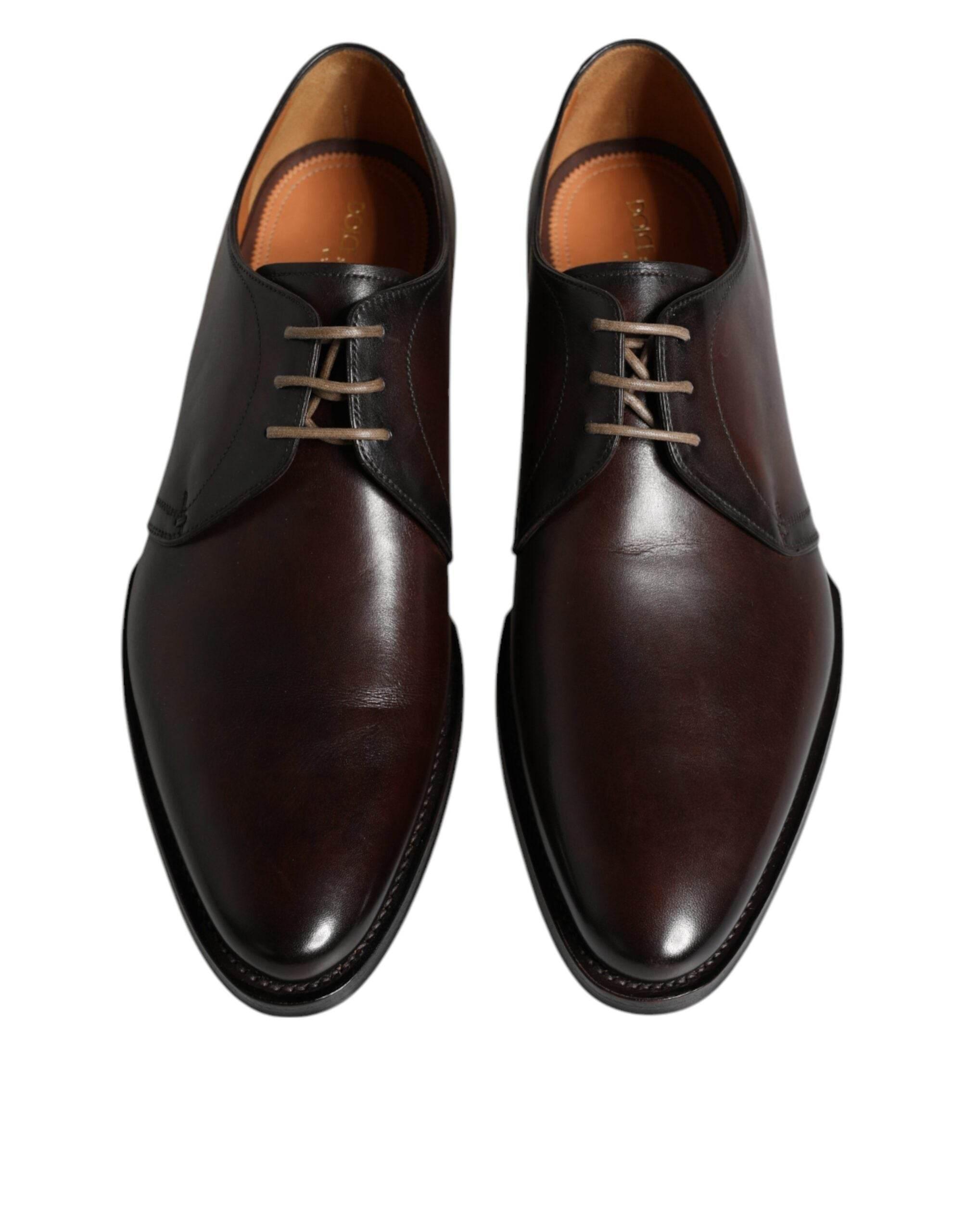 Dolce & Gabbana Black Leather Lace Up Men Derby Formal Shoes - Hilstor