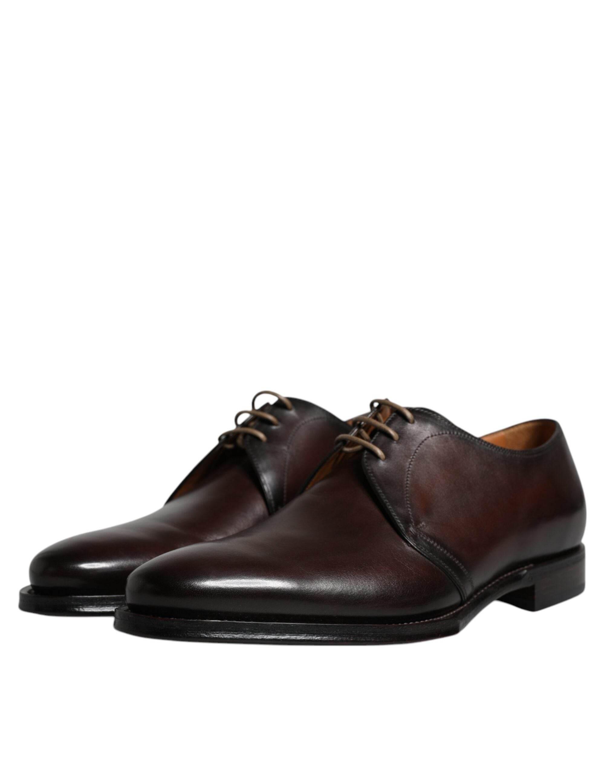 Dolce & Gabbana Black Leather Lace Up Men Derby Formal Shoes - Hilstor
