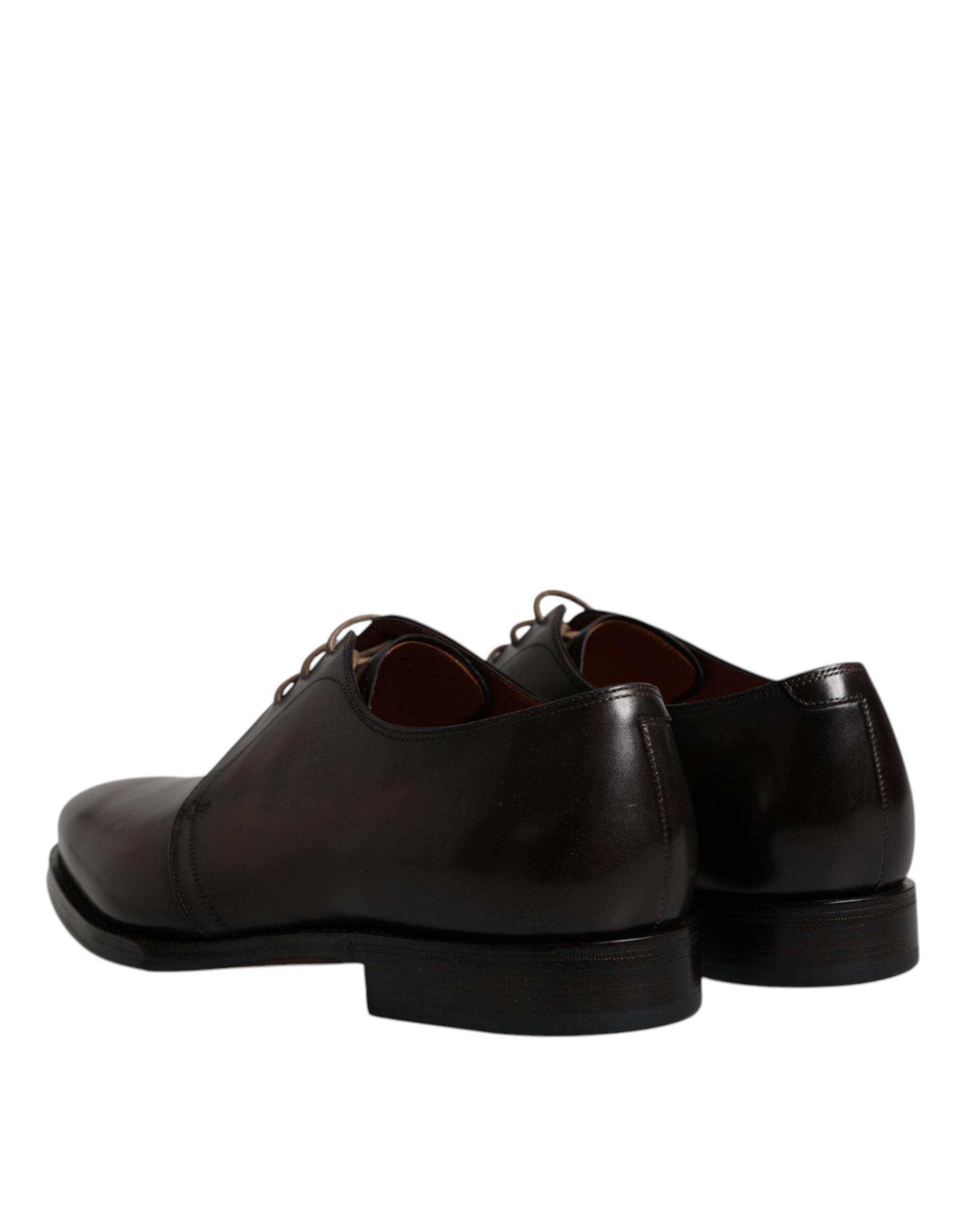 Dolce & Gabbana Black Leather Lace Up Men Derby Formal Shoes - Hilstor