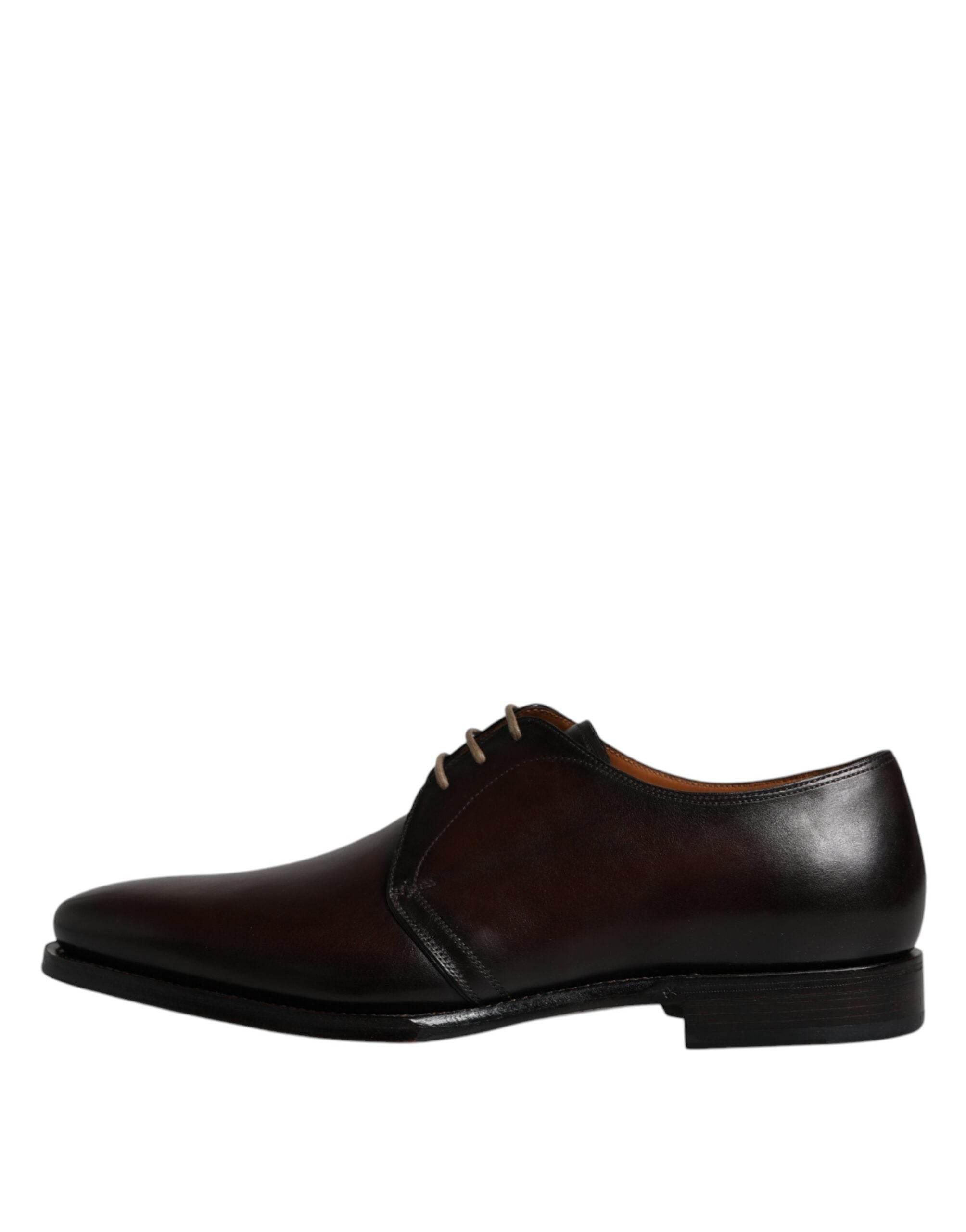 Dolce & Gabbana Black Leather Lace Up Men Derby Formal Shoes - Hilstor