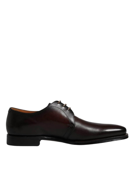Dolce & Gabbana Black Leather Lace Up Men Derby Formal Shoes - Hilstor