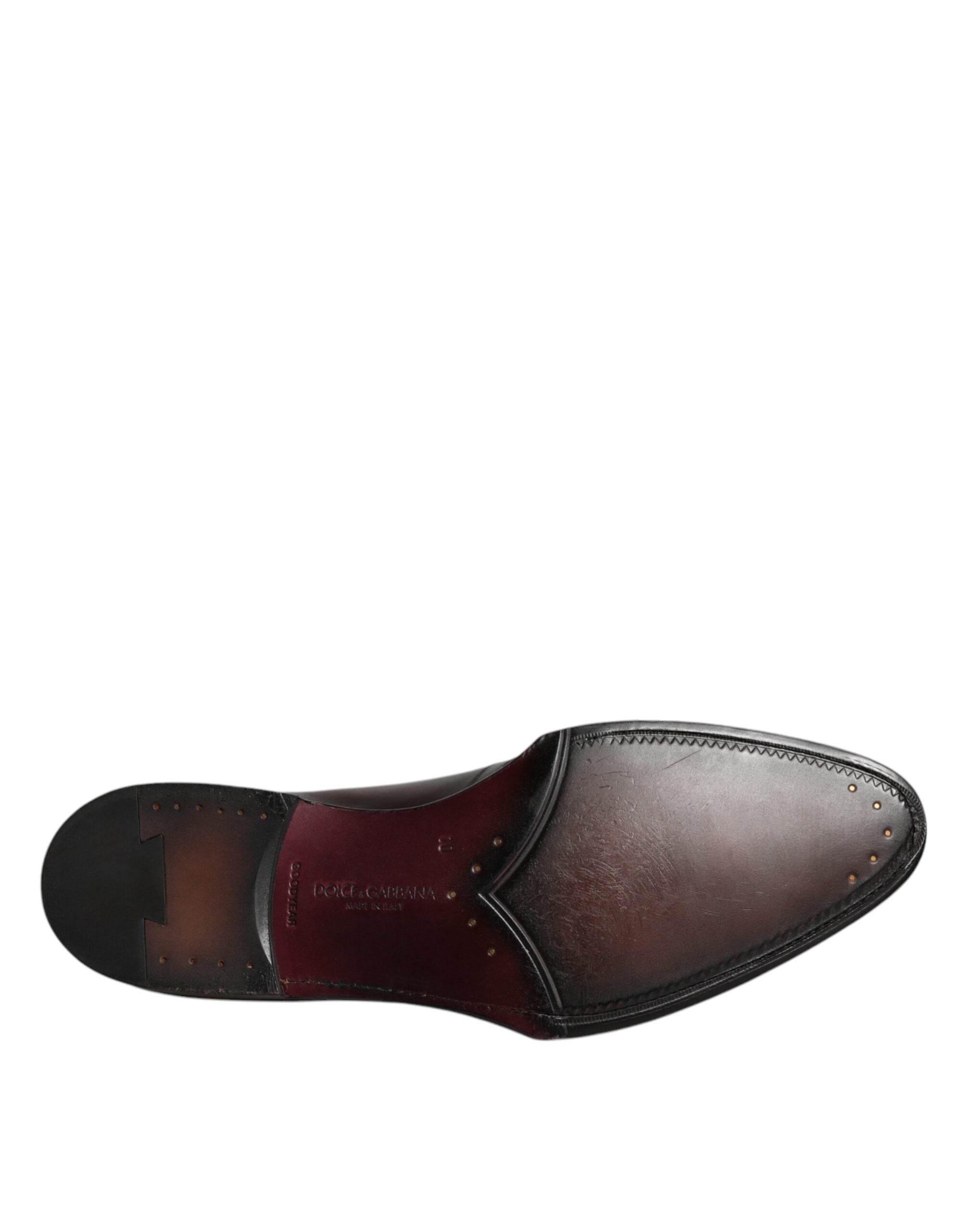 Dolce & Gabbana Black Leather Lace Up Men Derby Formal Shoes - Hilstor