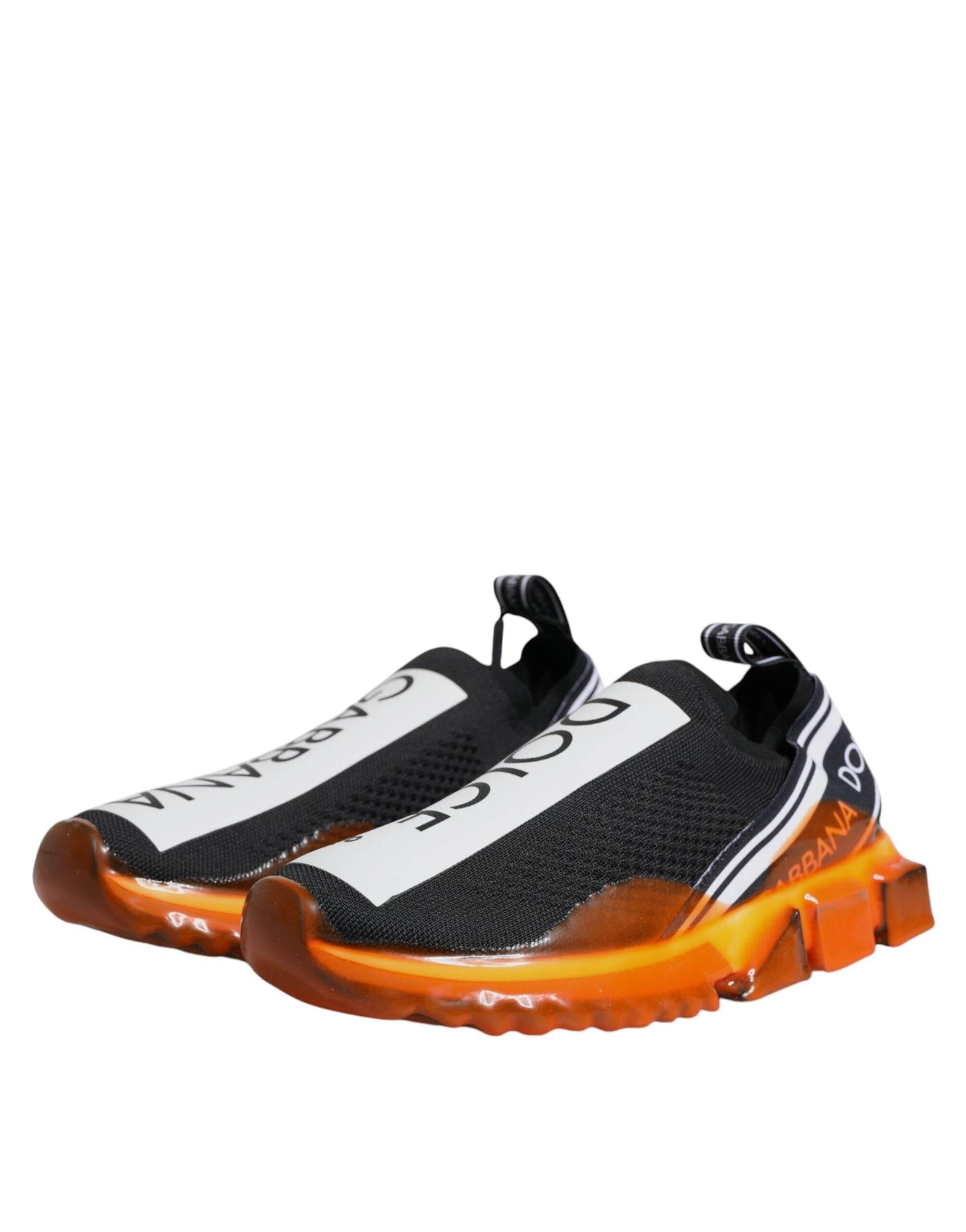 Dolce & Gabbana Black Orange Sorrento Slip On Sneakers Shoes - Hilstor